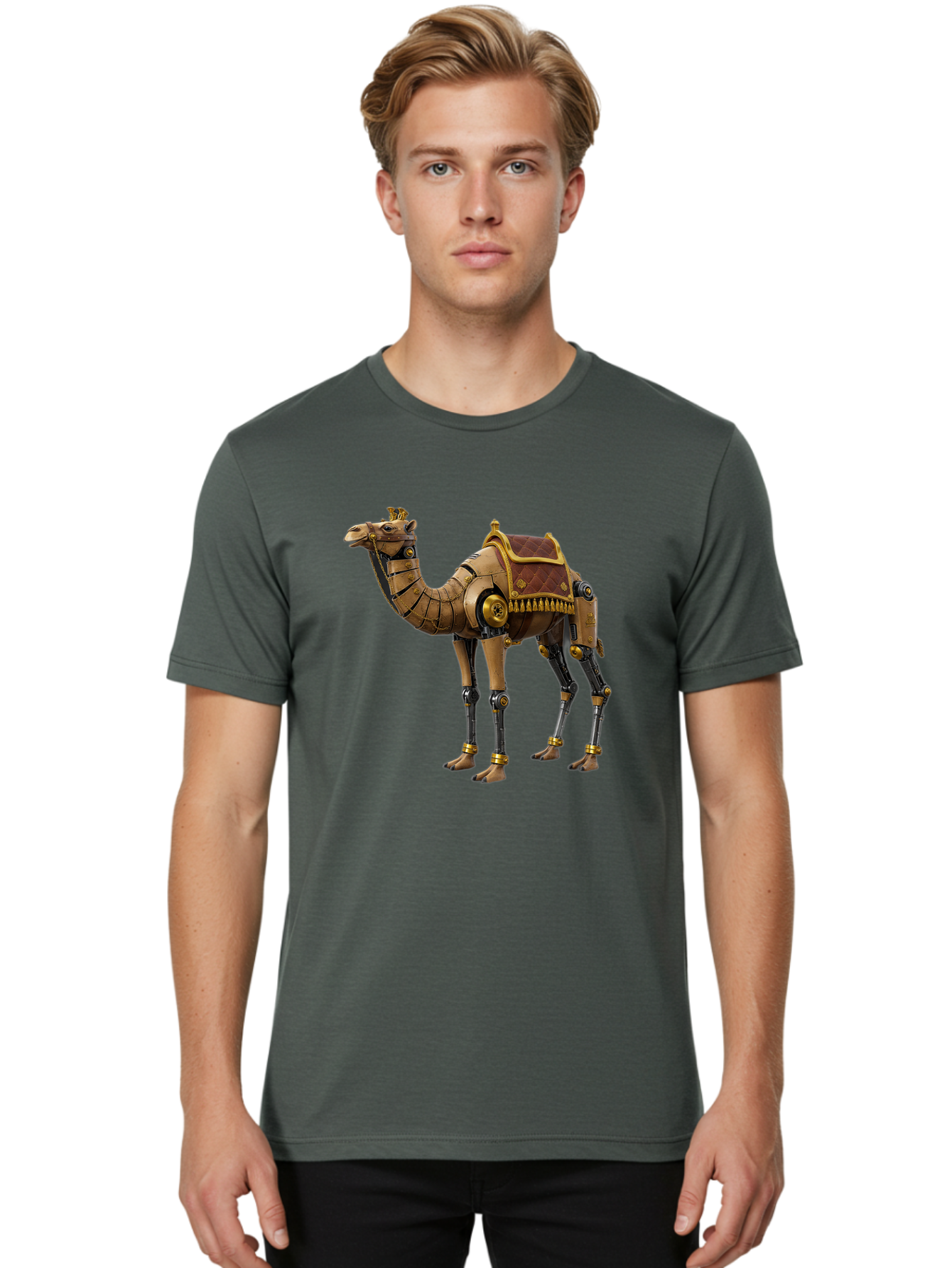 Robo-Camel Men'S Graphic Tee, 100% Cotton, Comfortable Casual Summer Wear, Machine Washable, Vintage Camera, Old Camera, Antique Camera, Black Camera, Classic Photography, Photography Equipment, Nostalgic Device, Film Camera, Camera Art Bah029