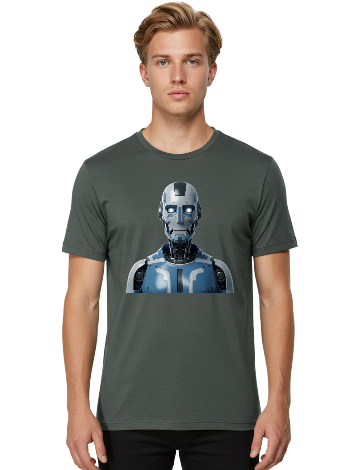 Robot-Bust Men'S Graphic Tee, 100% Cotton, Comfortable Casual Summer Wear, Machine Washable, Vintage Camera, Old Camera, Antique Camera, Black Camera, Classic Photography, Photography Equipment, Nostalgic Device, Film Camera, Camera Art Bah030