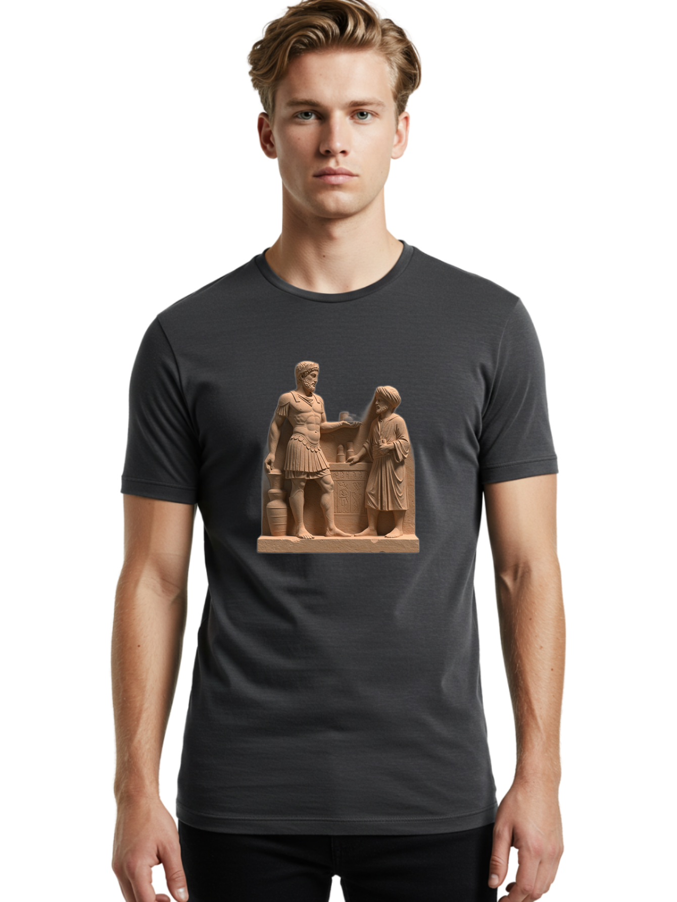 Roman-Soldier-And-Servant Men'S Graphic Tee, 100% Cotton, Comfortable Casual Summer Wear, Machine Washable, Vintage Camera, Old Camera, Antique Camera, Black Camera, Classic Photography, Photography Equipment, Nostalgic Device, Film Camera, Bah039