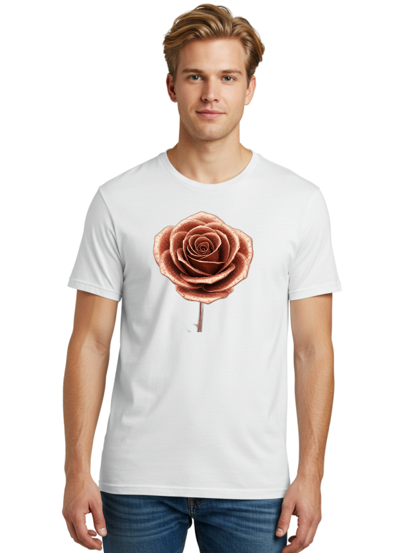 Rose-With-Water-Droplets Men'S Graphic Tee, 100% Cotton, Comfortable Casual Summer Wear, Machine Washable, Vintage Camera, Old Camera, Antique Camera, Black Camera, Classic Photography, Photography Equipment, Nostalgic Device, Film Camera, Bah045