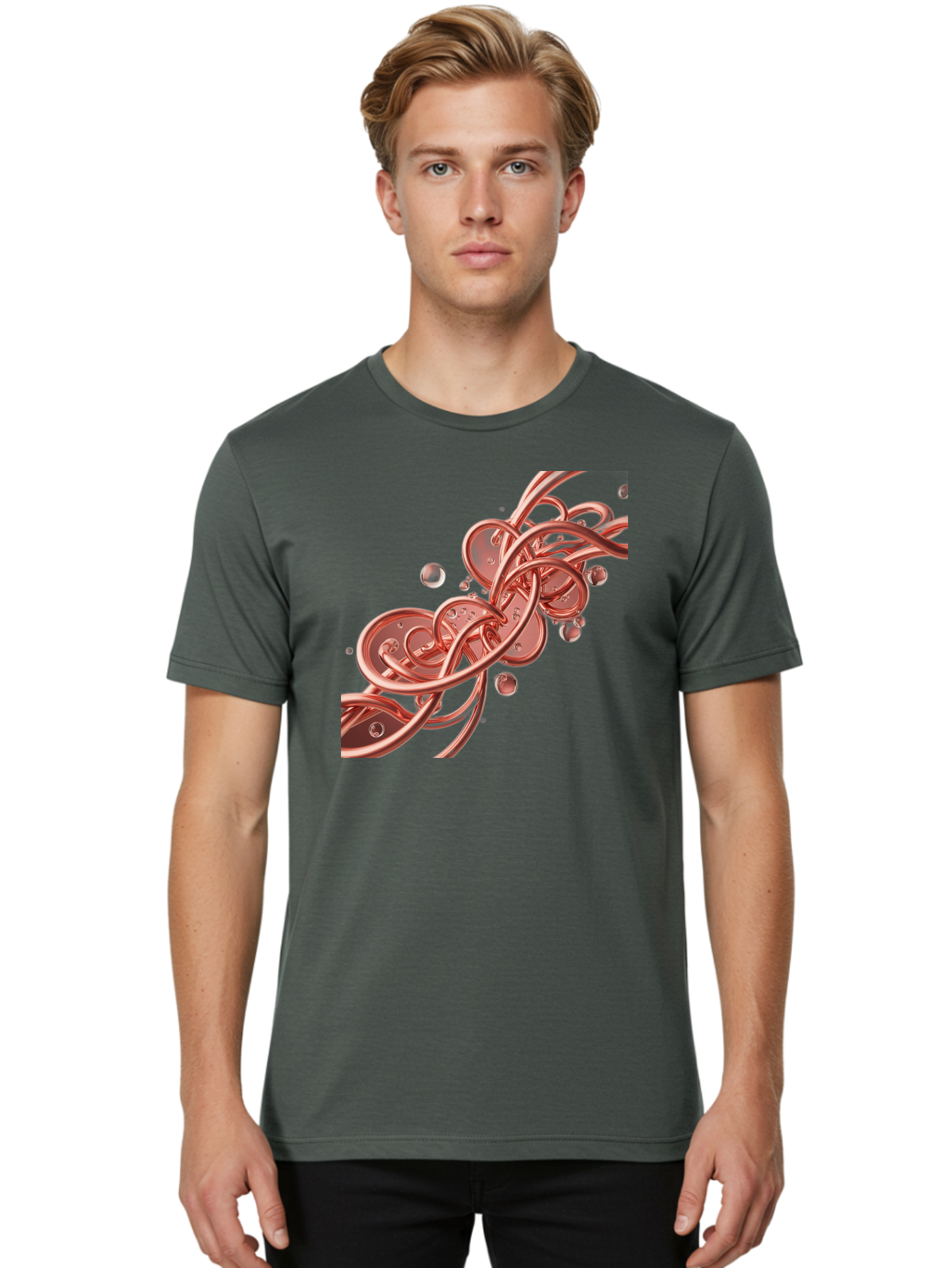 Rosegold-Abstract-Swirl Men'S Graphic Tee, 100% Cotton, Comfortable Casual Summer Wear, Machine Washable, Vintage Camera, Old Camera, Antique Camera, Black Camera, Classic Photography, Photography Equipment, Nostalgic Device, Film Camera, Bah046