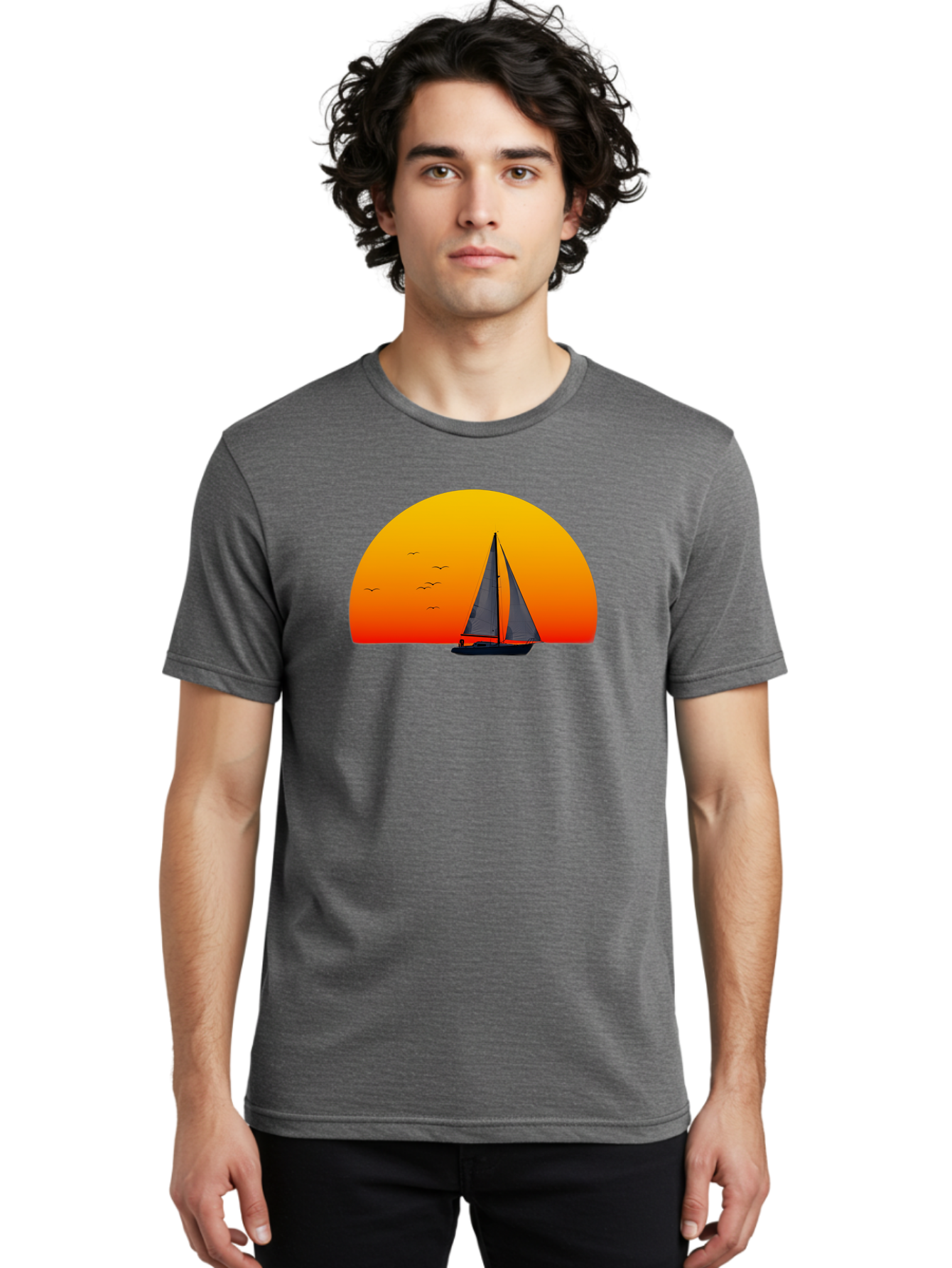 Sailboat-At-Sunset Men'S Graphic Tee, 100% Cotton, Comfortable Casual Summer Wear, Machine Washable, Vintage Camera, Old Camera, Antique Camera, Black Camera, Classic Photography, Photography Equipment, Nostalgic Device, Film Camera, Bah055
