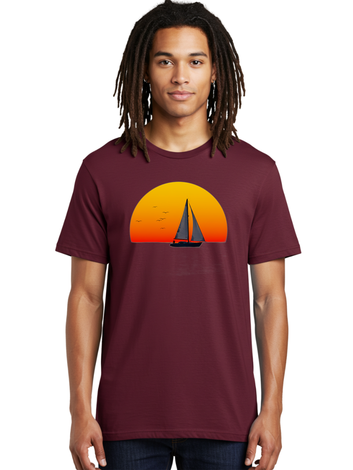 Sailboat-At-Sunset Men'S Graphic Tee, 100% Cotton, Comfortable Casual Summer Wear, Machine Washable, Vintage Camera, Old Camera, Antique Camera, Black Camera, Classic Photography, Photography Equipment, Nostalgic Device, Film Camera, Bah055