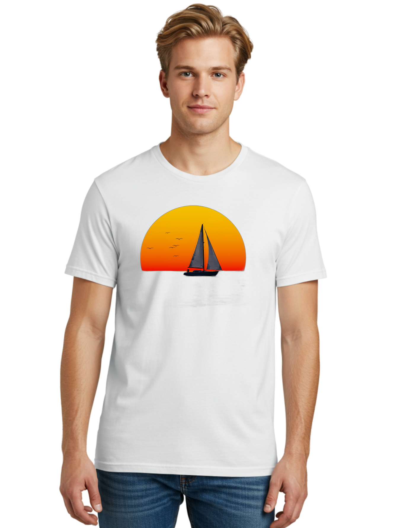 Sailboat-At-Sunset Men'S Graphic Tee, 100% Cotton, Comfortable Casual Summer Wear, Machine Washable, Vintage Camera, Old Camera, Antique Camera, Black Camera, Classic Photography, Photography Equipment, Nostalgic Device, Film Camera, Bah055