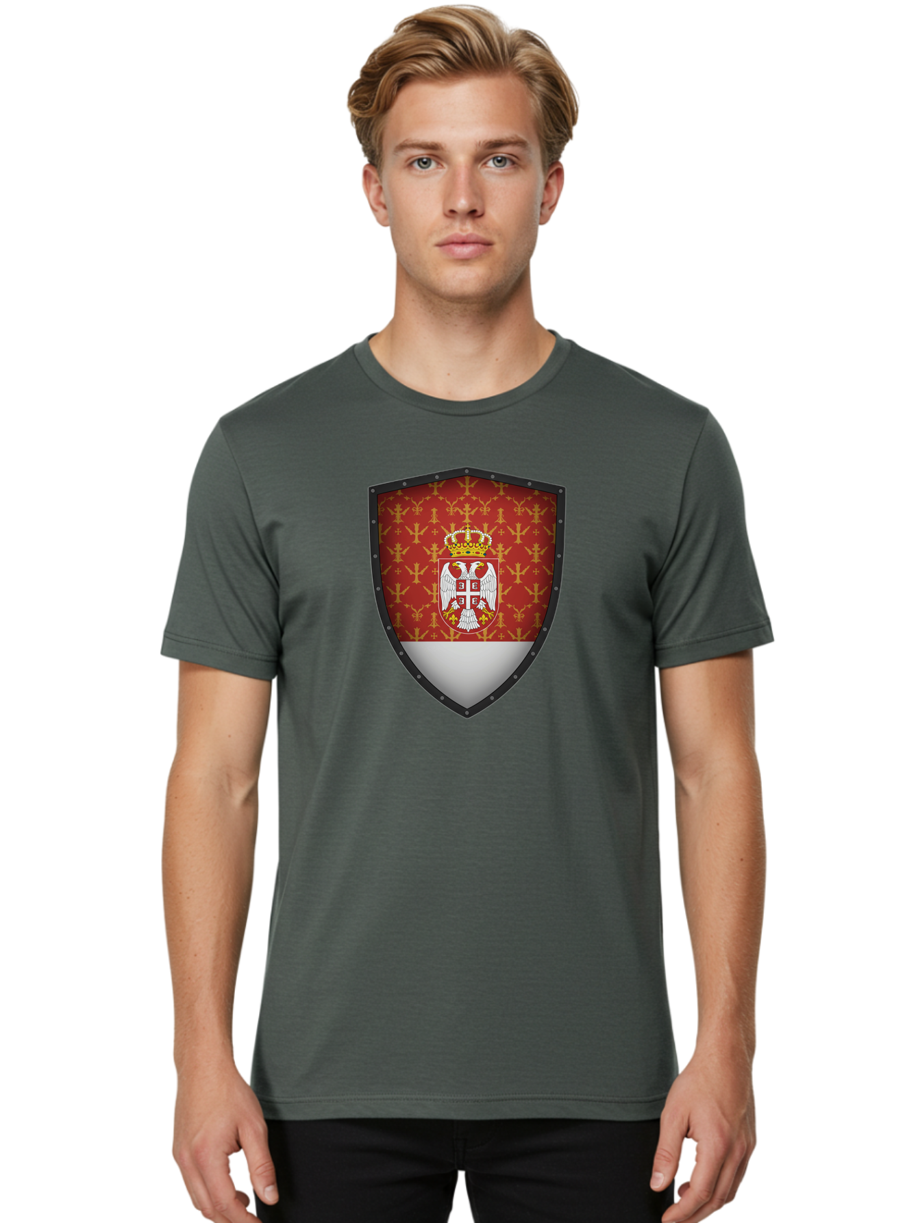 Serbian-Coat-Of-Arms-Shield Men'S Graphic Tee, 100% Cotton, Comfortable Casual Summer Wear, Machine Washable, Vintage Camera, Old Camera, Antique Camera, Black Camera, Classic Photography, Photography Equipment, Nostalgic Device, Film Camera, Bah086