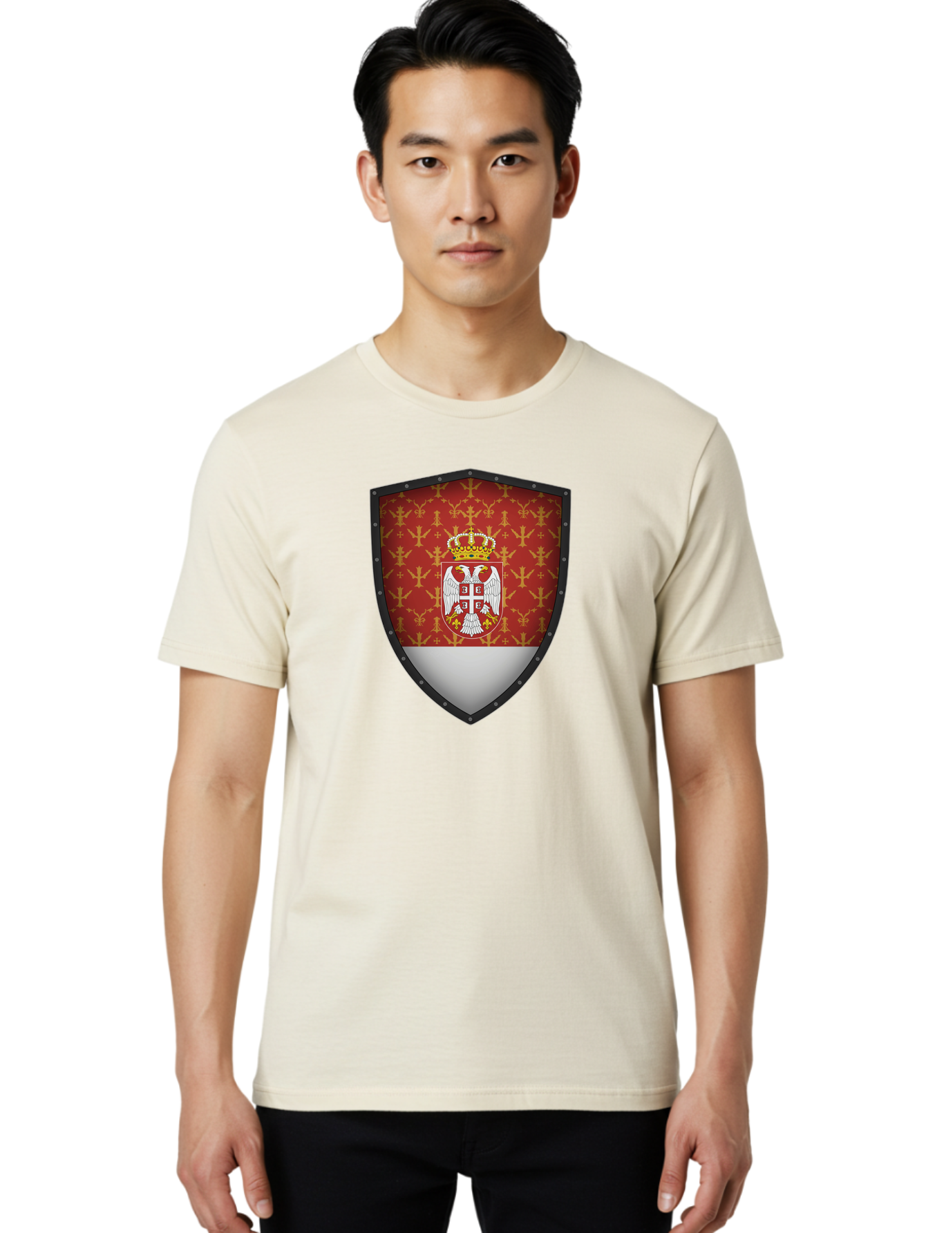 Serbian-Coat-Of-Arms-Shield Men'S Graphic Tee, 100% Cotton, Comfortable Casual Summer Wear, Machine Washable, Vintage Camera, Old Camera, Antique Camera, Black Camera, Classic Photography, Photography Equipment, Nostalgic Device, Film Camera, Bah086