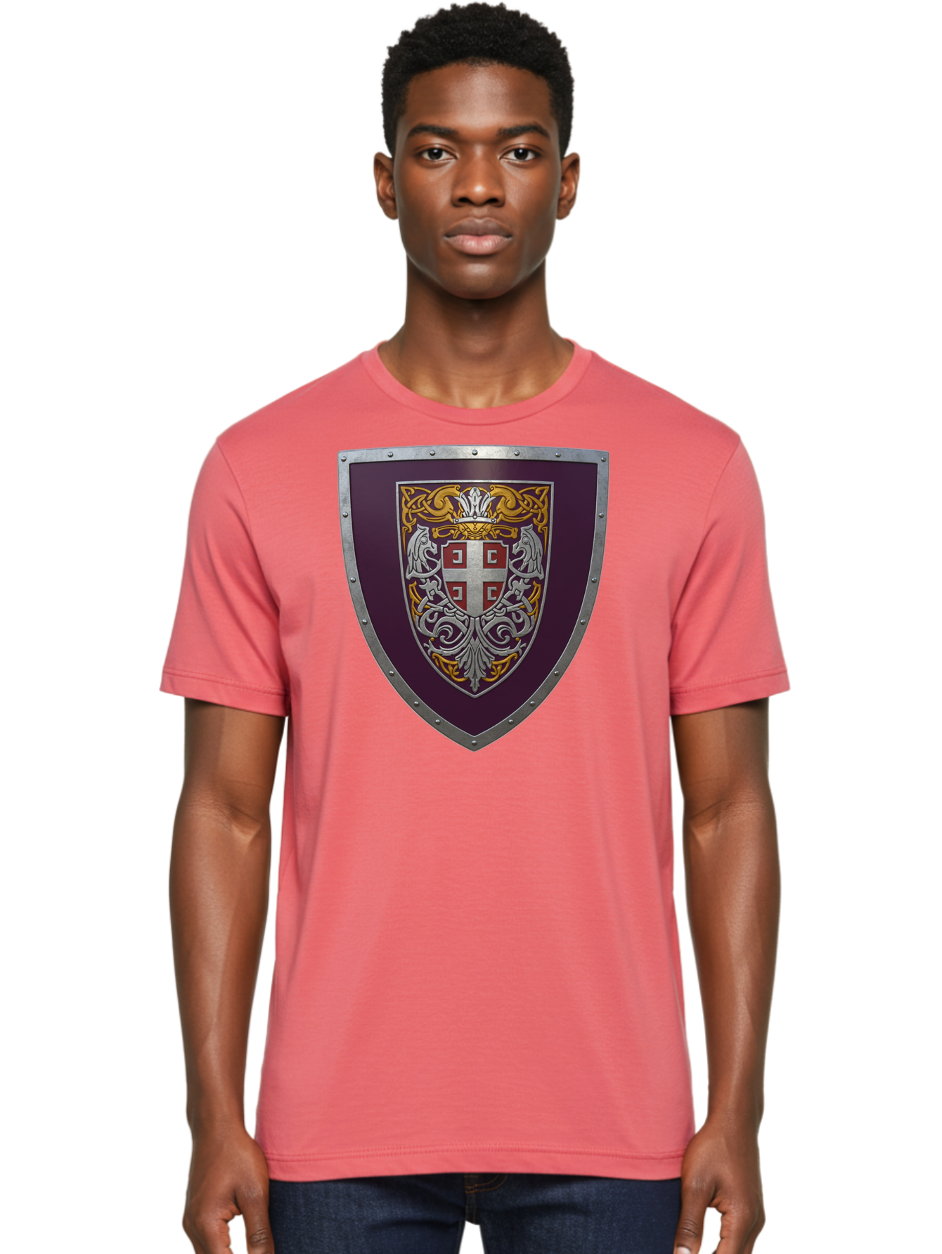 Shield-With-Cross Men'S Graphic Tee, 100% Cotton, Comfortable Casual Summer Wear, Machine Washable, Vintage Camera, Old Camera, Antique Camera, Black Camera, Classic Photography, Photography Equipment, Nostalgic Device, Film Camera, Camera Art Bah098