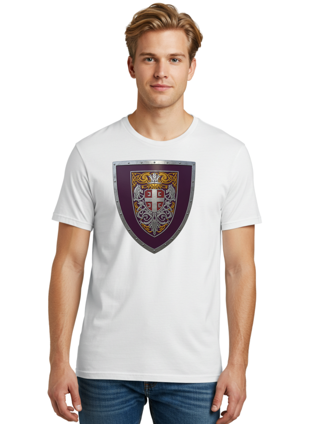 Shield-With-Cross Men'S Graphic Tee, 100% Cotton, Comfortable Casual Summer Wear, Machine Washable, Vintage Camera, Old Camera, Antique Camera, Black Camera, Classic Photography, Photography Equipment, Nostalgic Device, Film Camera, Camera Art Bah098