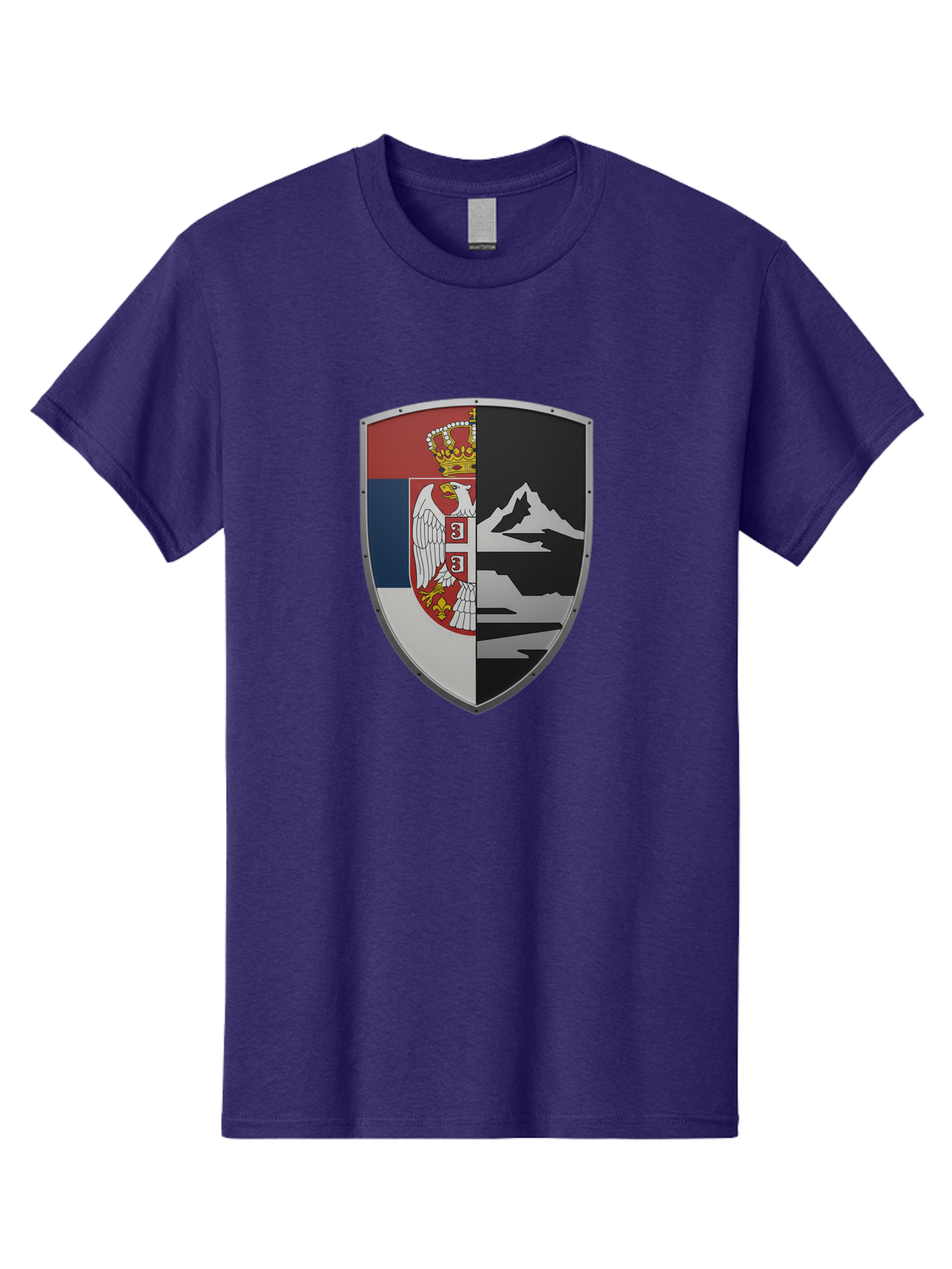 Shield-With-Eagle-And-Mountain Men'S Graphic Tee, 100% Cotton, Comfortable Casual Summer Wear, Machine Washable, Vintage Camera, Old Camera, Antique Camera, Black Camera, Classic Photography, Photography Equipment, Nostalgic Device, Bah100