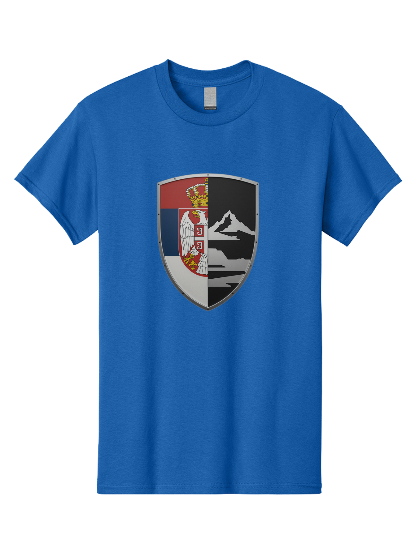 Shield-With-Eagle-And-Mountain Men'S Graphic Tee, 100% Cotton, Comfortable Casual Summer Wear, Machine Washable, Vintage Camera, Old Camera, Antique Camera, Black Camera, Classic Photography, Photography Equipment, Nostalgic Device, Bah100