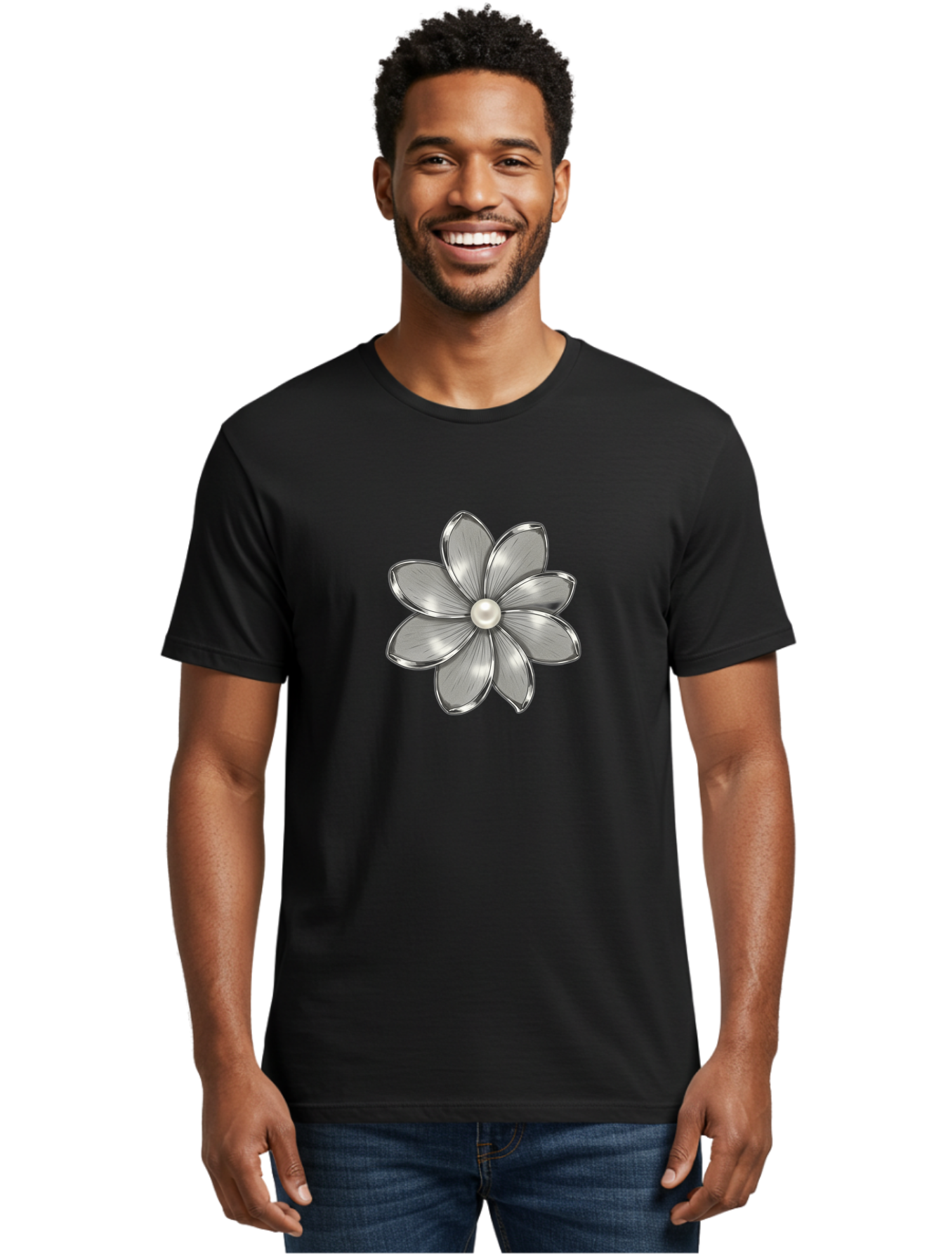 Silver-Flower Men'S Graphic Tee, 100% Cotton, Comfortable Casual Summer Wear, Machine Washable, Vintage Camera, Old Camera, Antique Camera, Black Camera, Classic Photography, Photography Equipment, Nostalgic Device, Film Camera, Camera Art Bah112