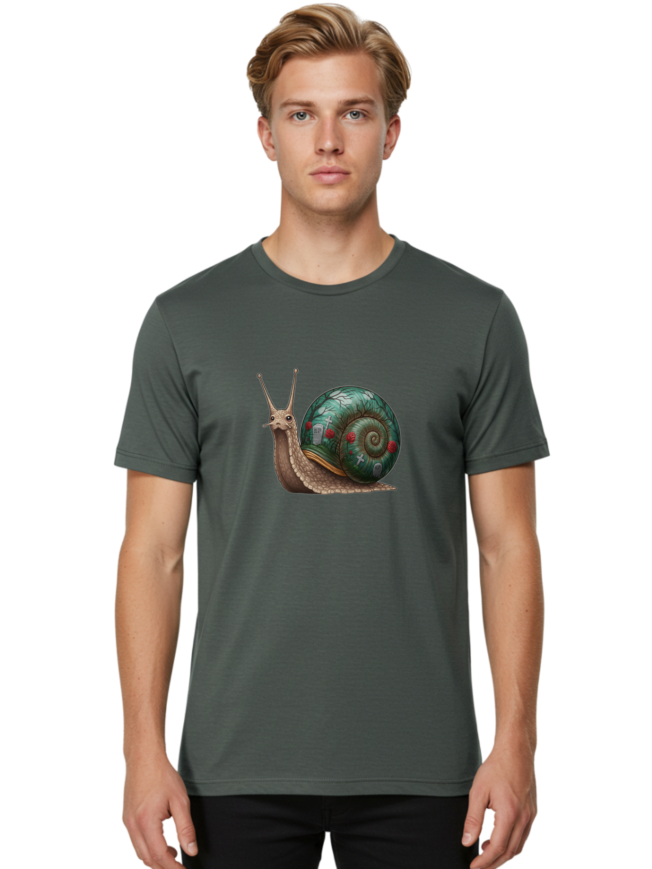 Snail-With-Cemetery-Shell Men'S Graphic Tee, 100% Cotton, Comfortable Casual Summer Wear, Machine Washable, Vintage Camera, Old Camera, Antique Camera, Black Camera, Classic Photography, Photography Equipment, Nostalgic Device, Film Camera, Bah134