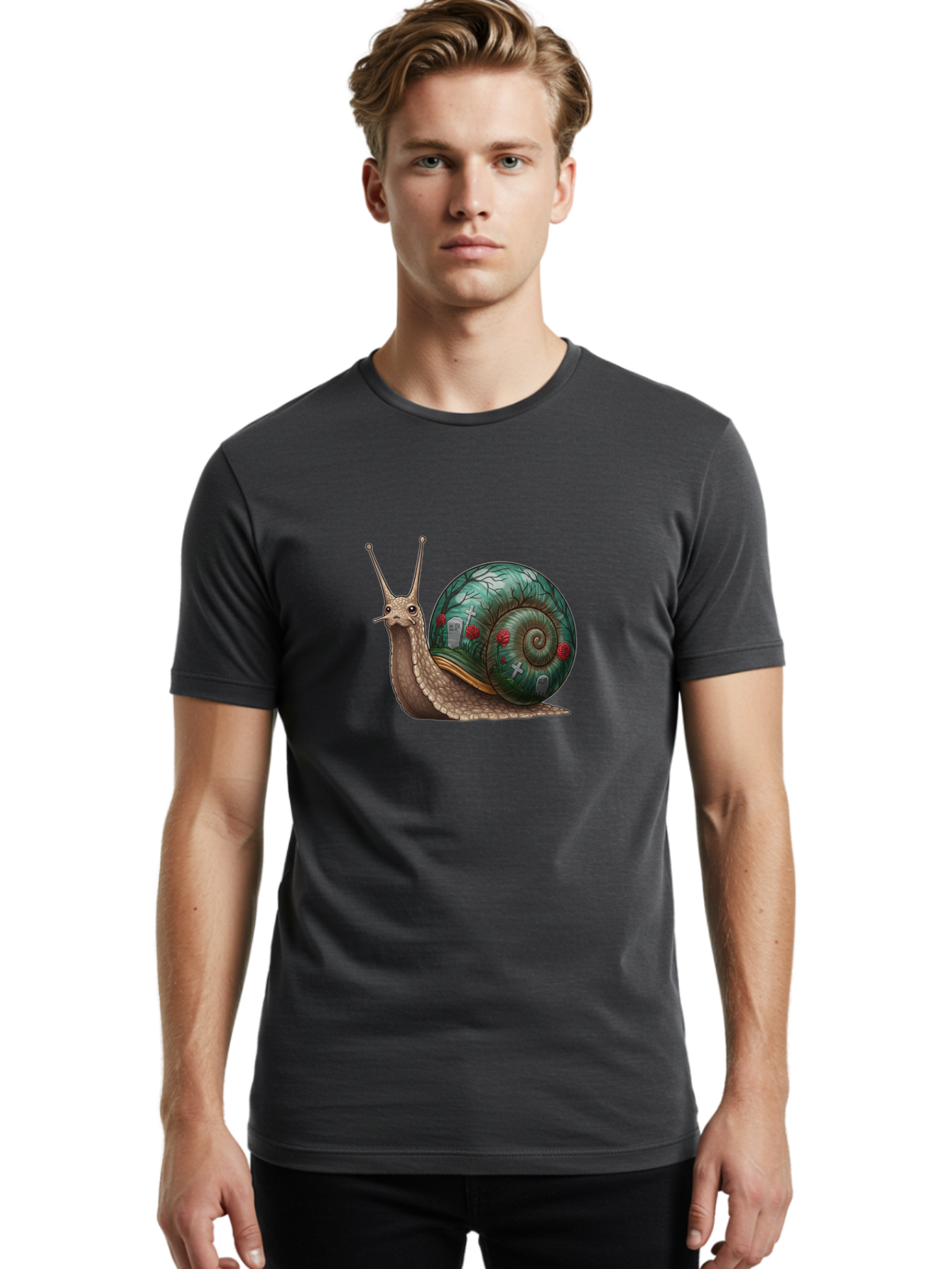 Snail-With-Cemetery-Shell Men'S Graphic Tee, 100% Cotton, Comfortable Casual Summer Wear, Machine Washable, Vintage Camera, Old Camera, Antique Camera, Black Camera, Classic Photography, Photography Equipment, Nostalgic Device, Film Camera, Bah134