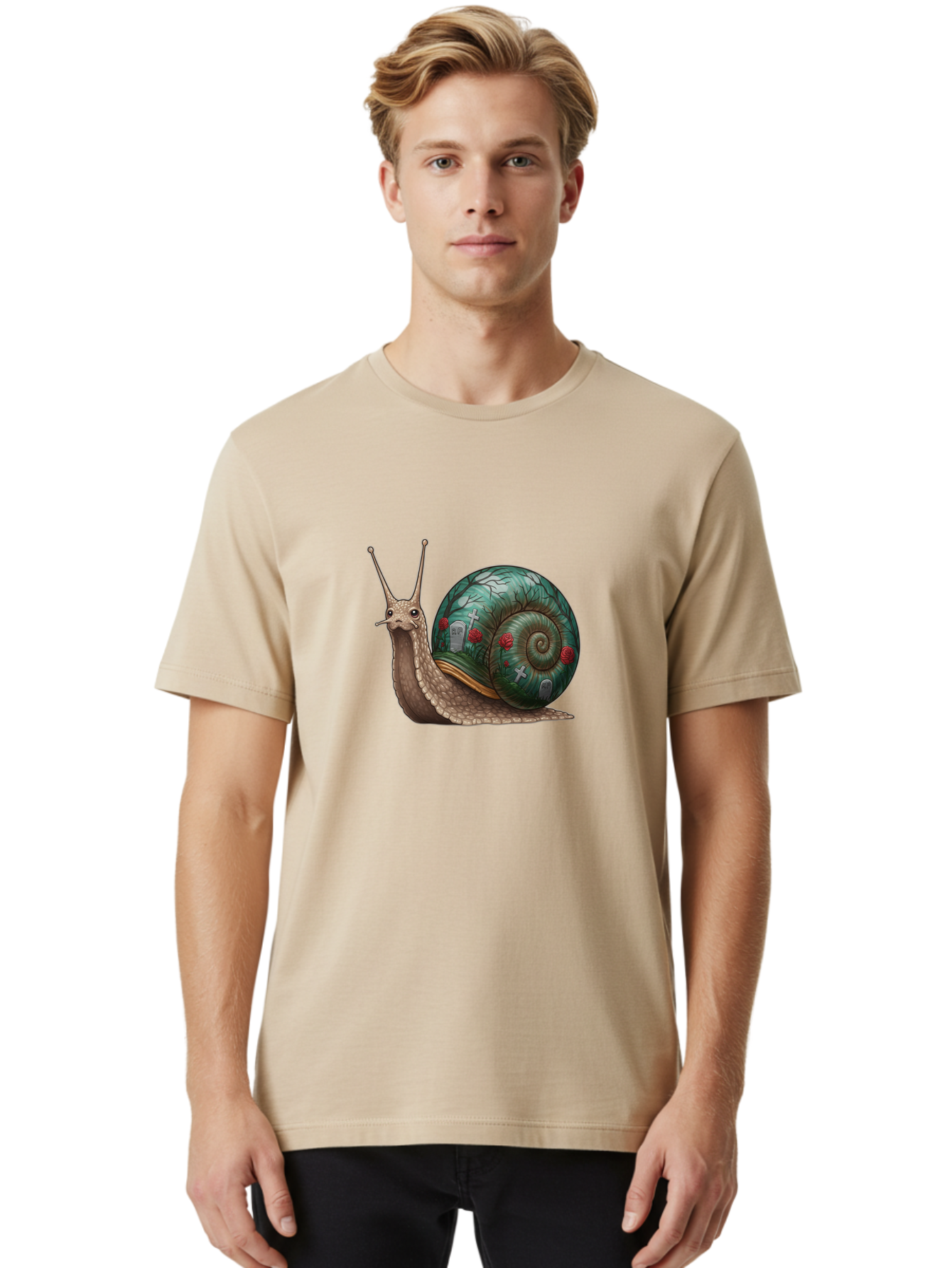 Snail-With-Cemetery-Shell Men'S Graphic Tee, 100% Cotton, Comfortable Casual Summer Wear, Machine Washable, Vintage Camera, Old Camera, Antique Camera, Black Camera, Classic Photography, Photography Equipment, Nostalgic Device, Film Camera, Bah134