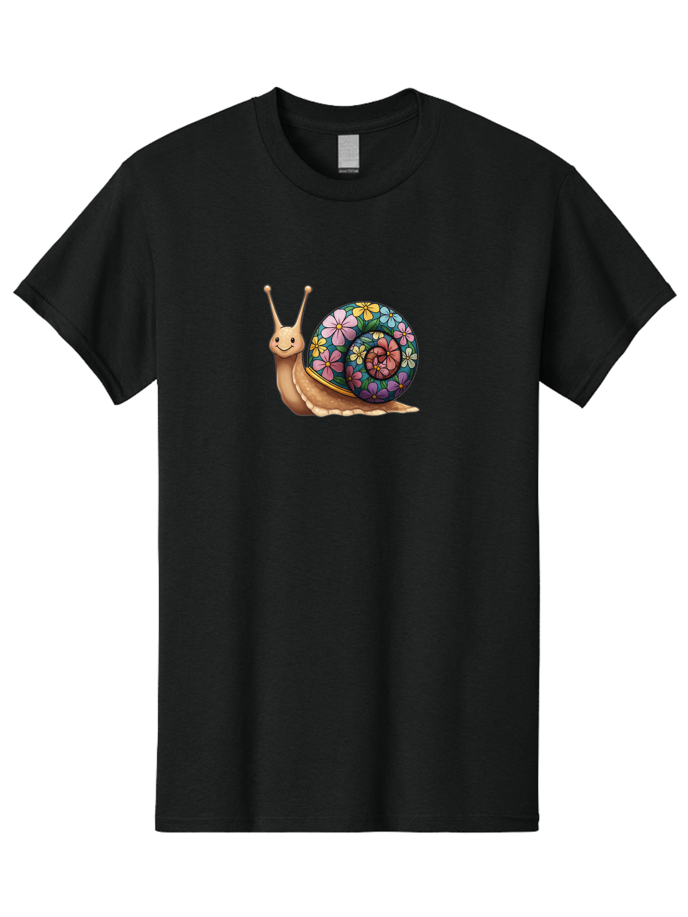 Snail-With-Flowers-1 Men'S Graphic Tee, 100% Cotton, Comfortable Casual Summer Wear, Machine Washable, Vintage Camera, Old Camera, Antique Camera, Black Camera, Classic Photography, Photography Equipment, Nostalgic Device, Film Camera, Bah139