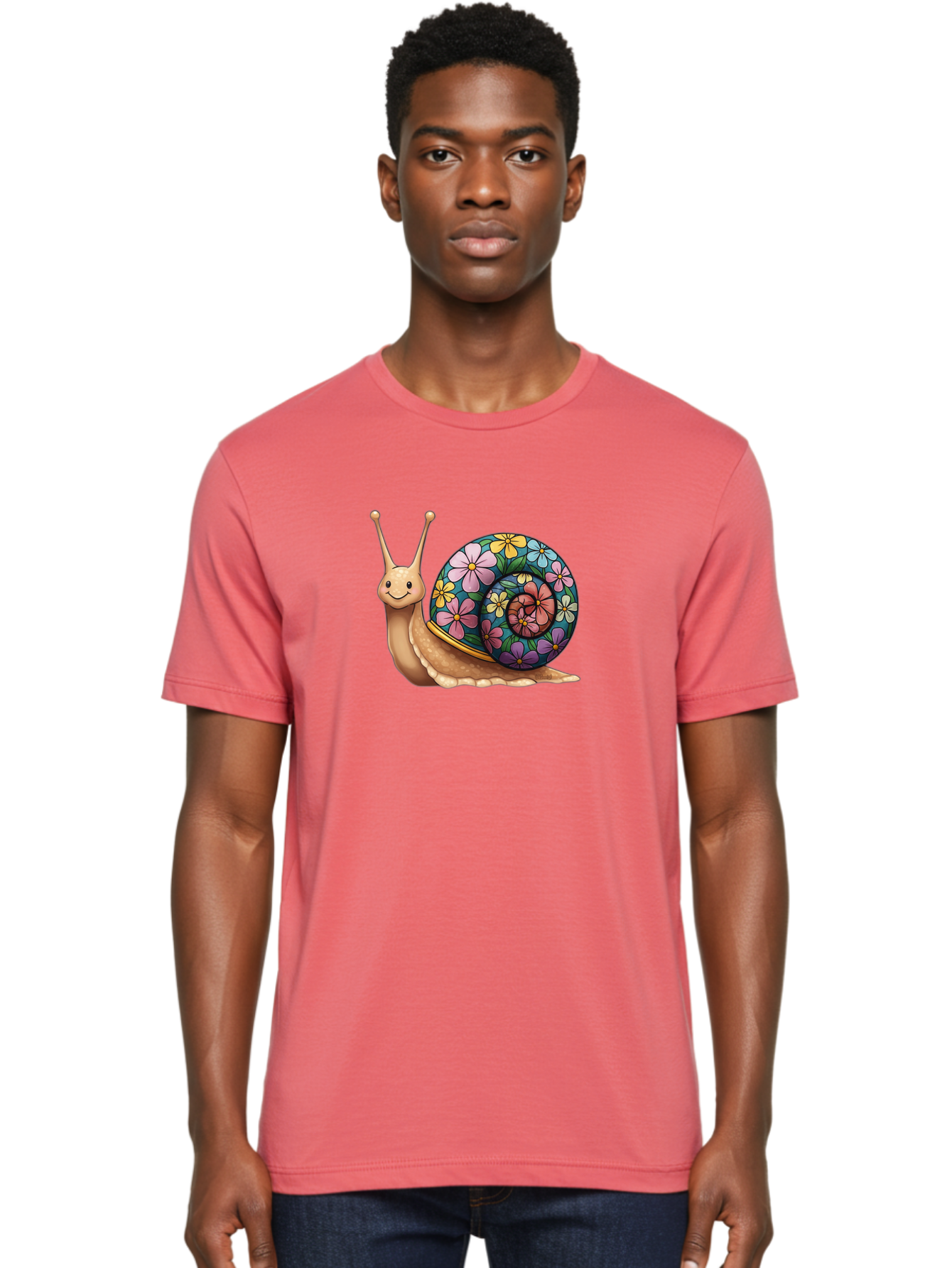 Snail-With-Flowers-1 Men'S Graphic Tee, 100% Cotton, Comfortable Casual Summer Wear, Machine Washable, Vintage Camera, Old Camera, Antique Camera, Black Camera, Classic Photography, Photography Equipment, Nostalgic Device, Film Camera, Bah139