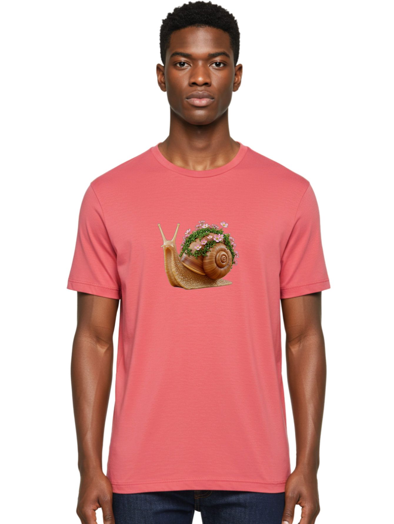 Snail-With-Flowers-2 Men'S Graphic Tee, 100% Cotton, Comfortable Casual Summer Wear, Machine Washable, Vintage Camera, Old Camera, Antique Camera, Black Camera, Classic Photography, Photography Equipment, Nostalgic Device, Film Camera, Bah140