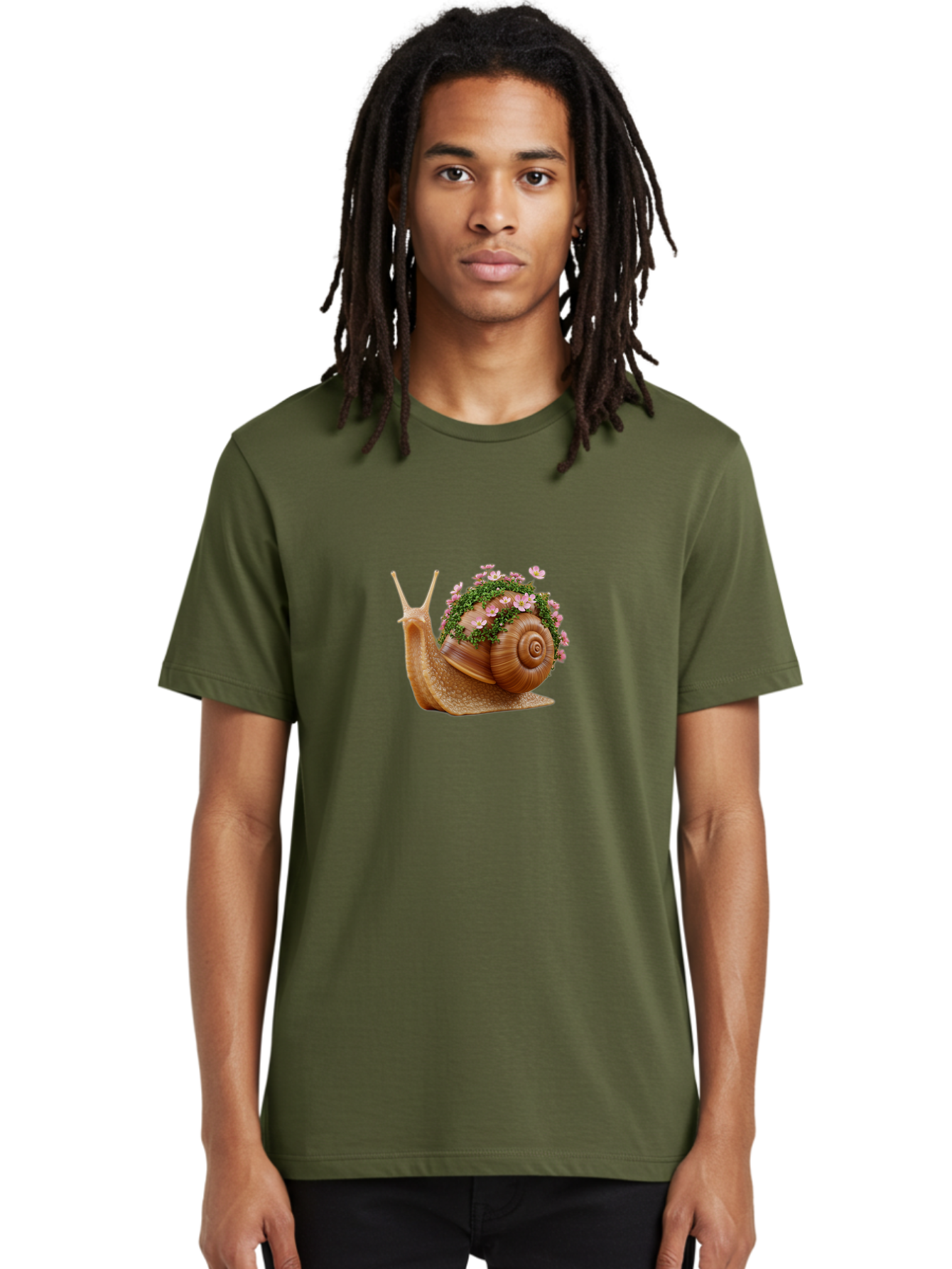 Snail-With-Flowers-2 Men'S Graphic Tee, 100% Cotton, Comfortable Casual Summer Wear, Machine Washable, Vintage Camera, Old Camera, Antique Camera, Black Camera, Classic Photography, Photography Equipment, Nostalgic Device, Film Camera, Bah140