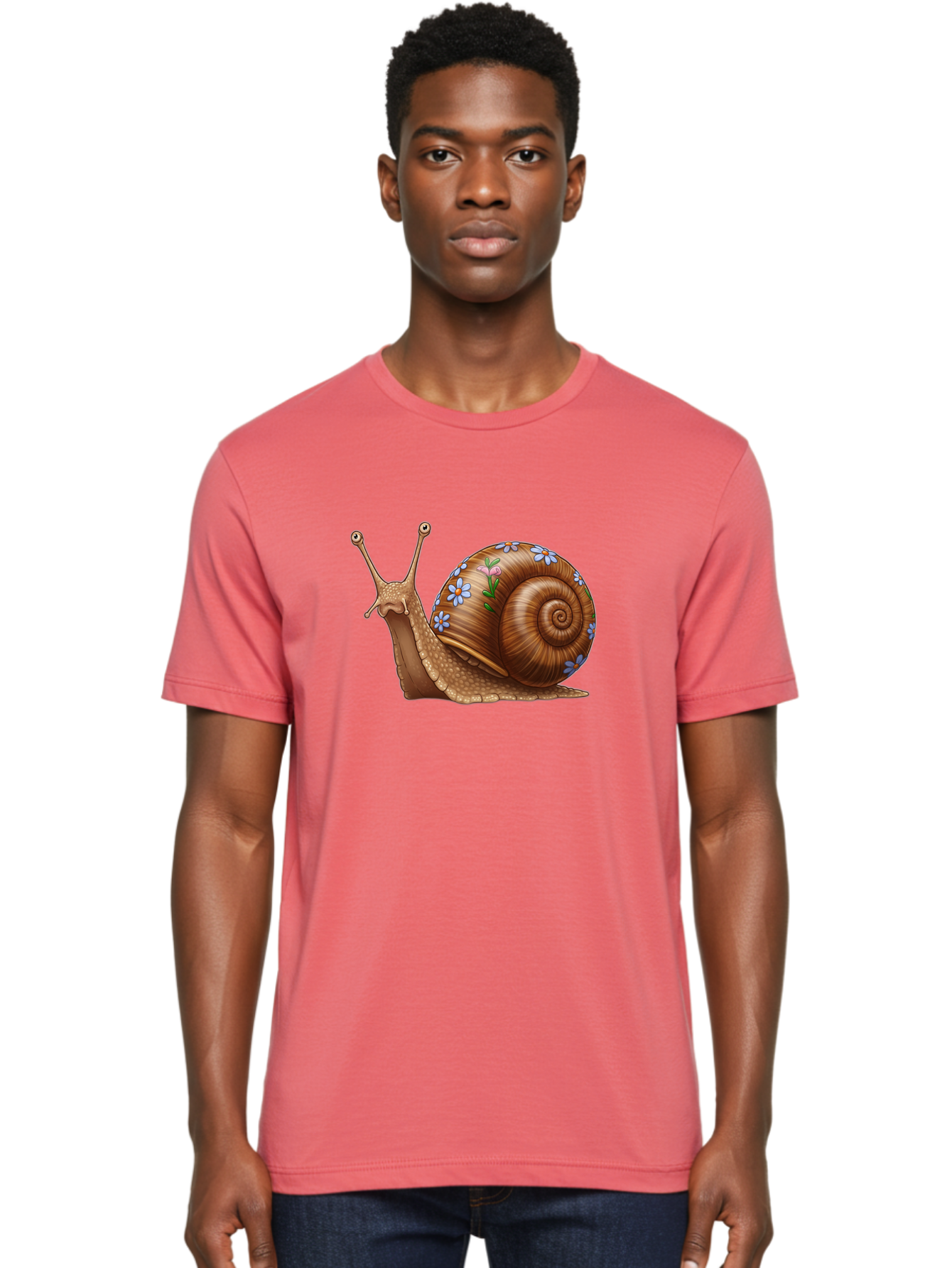 Snail-With-Flowers-3 Men'S Graphic Tee, 100% Cotton, Comfortable Casual Summer Wear, Machine Washable, Vintage Camera, Old Camera, Antique Camera, Black Camera, Classic Photography, Photography Equipment, Nostalgic Device, Film Camera, Bah141