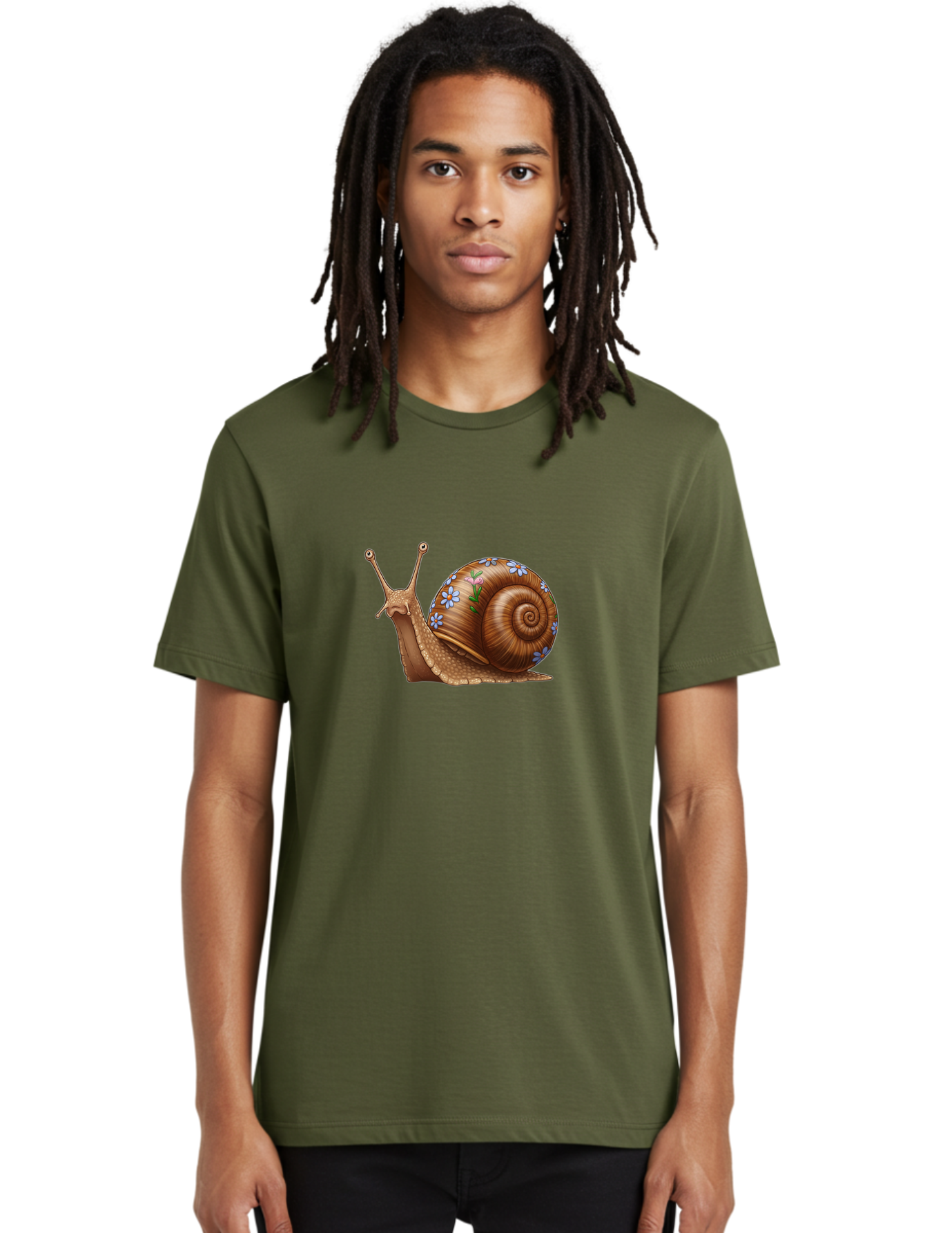 Snail-With-Flowers-3 Men'S Graphic Tee, 100% Cotton, Comfortable Casual Summer Wear, Machine Washable, Vintage Camera, Old Camera, Antique Camera, Black Camera, Classic Photography, Photography Equipment, Nostalgic Device, Film Camera, Bah141