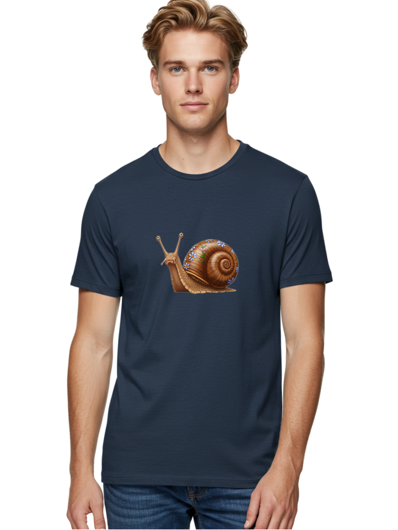 Snail-With-Flowers-3 Men'S Graphic Tee, 100% Cotton, Comfortable Casual Summer Wear, Machine Washable, Vintage Camera, Old Camera, Antique Camera, Black Camera, Classic Photography, Photography Equipment, Nostalgic Device, Film Camera, Bah141