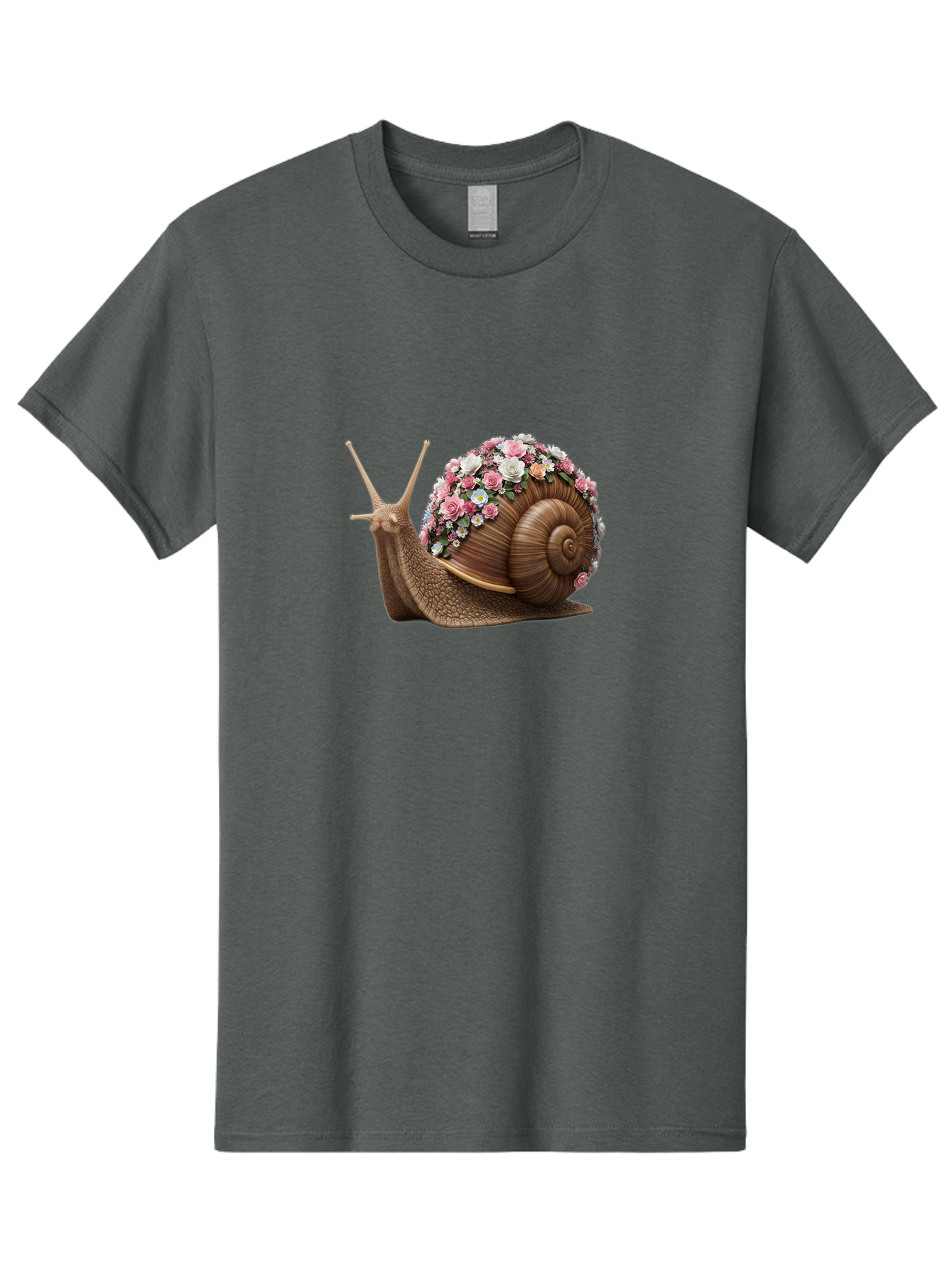 Snail-With-Flowers-4 Men'S Graphic Tee, 100% Cotton, Comfortable Casual Summer Wear, Machine Washable, Vintage Camera, Old Camera, Antique Camera, Black Camera, Classic Photography, Photography Equipment, Nostalgic Device, Film Camera, Bah142