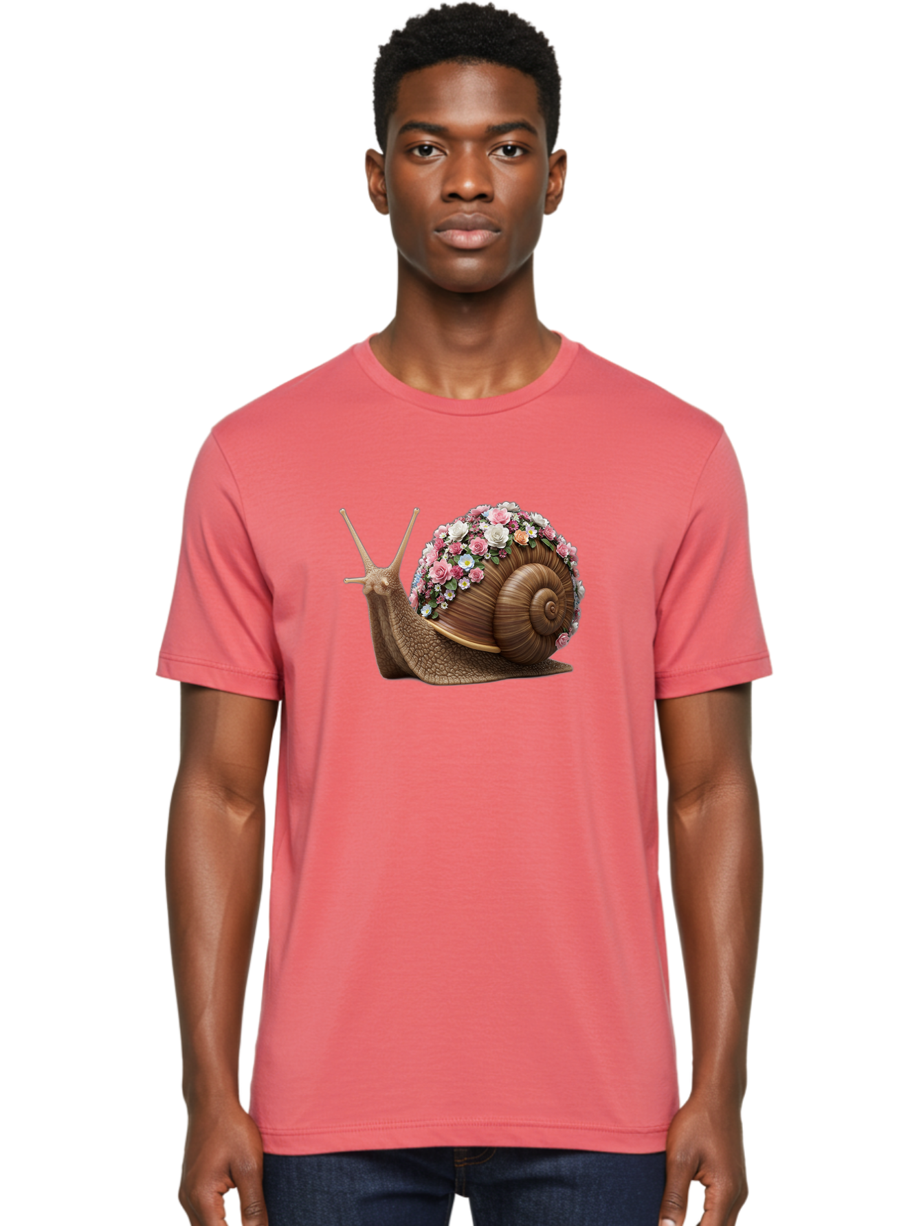 Snail-With-Flowers-4 Men'S Graphic Tee, 100% Cotton, Comfortable Casual Summer Wear, Machine Washable, Vintage Camera, Old Camera, Antique Camera, Black Camera, Classic Photography, Photography Equipment, Nostalgic Device, Film Camera, Bah142