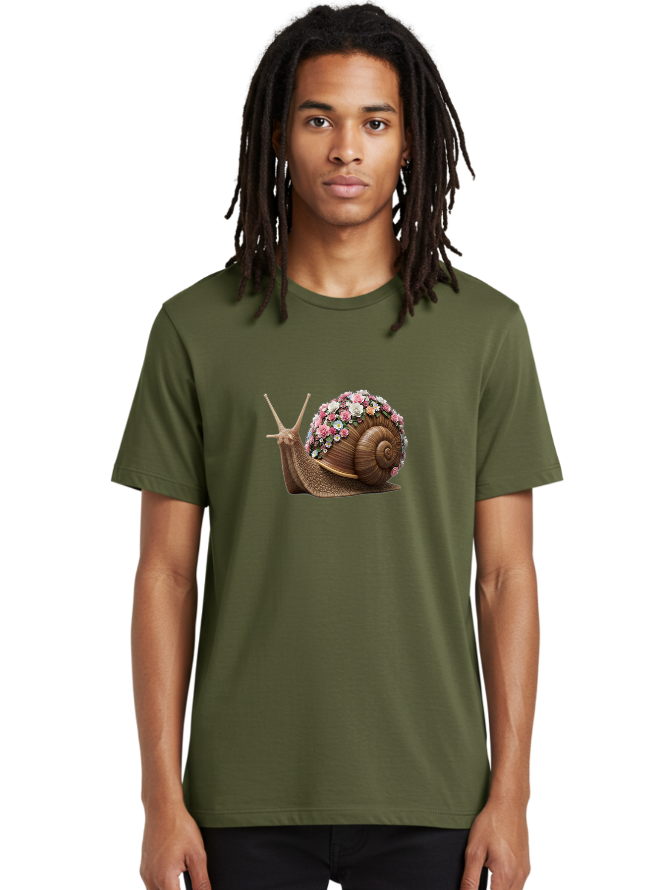 Snail-With-Flowers-4 Men'S Graphic Tee, 100% Cotton, Comfortable Casual Summer Wear, Machine Washable, Vintage Camera, Old Camera, Antique Camera, Black Camera, Classic Photography, Photography Equipment, Nostalgic Device, Film Camera, Bah142