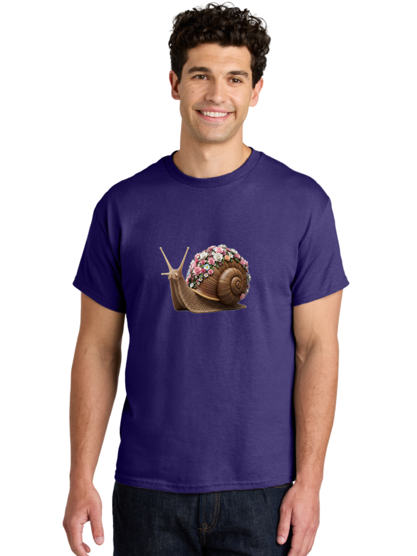 Snail-With-Flowers-4 Men'S Graphic Tee, 100% Cotton, Comfortable Casual Summer Wear, Machine Washable, Vintage Camera, Old Camera, Antique Camera, Black Camera, Classic Photography, Photography Equipment, Nostalgic Device, Film Camera, Bah142