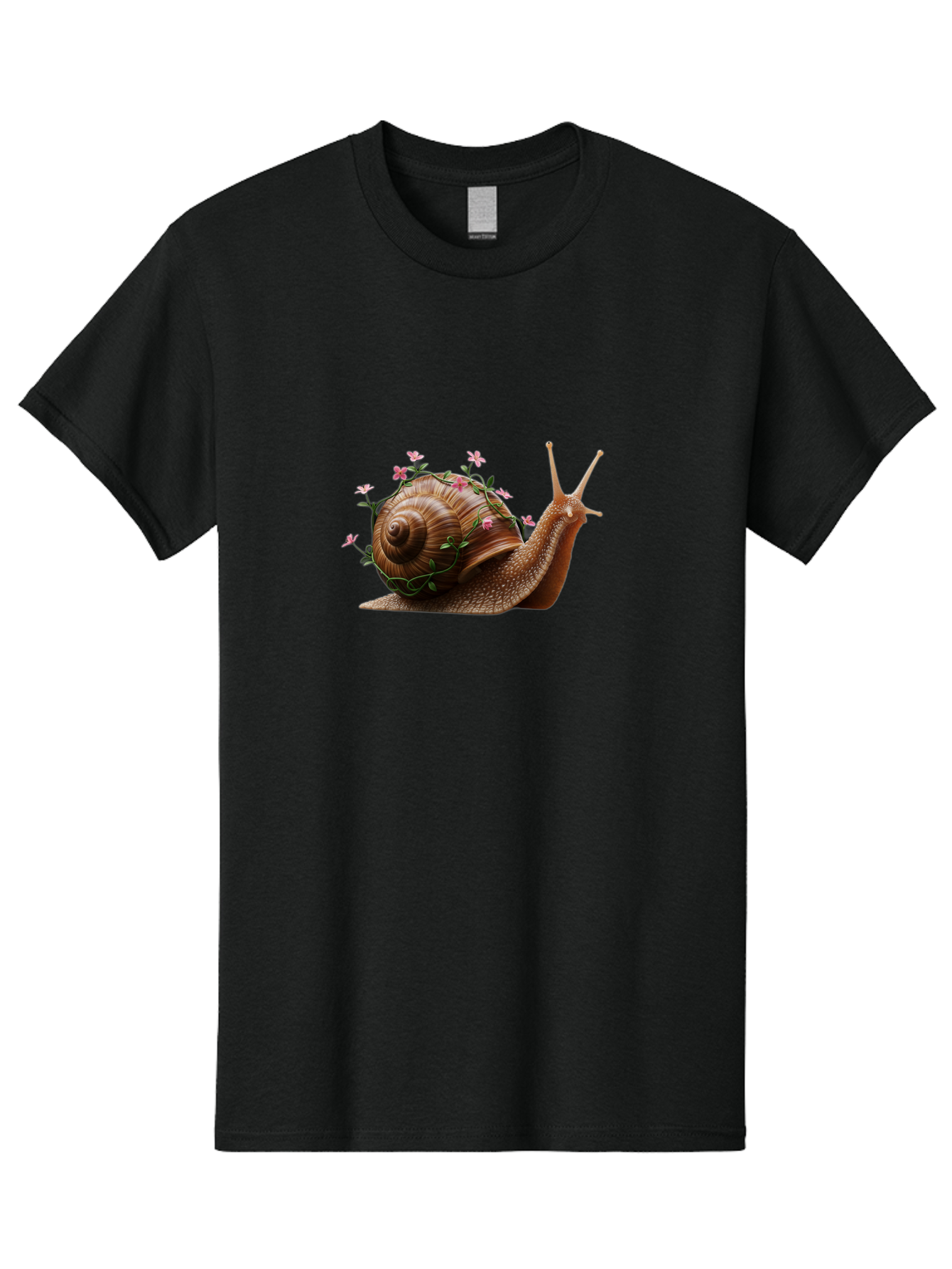 Snail-With-Flowers-5 Men'S Graphic Tee, 100% Cotton, Comfortable Casual Summer Wear, Machine Washable, Vintage Camera, Old Camera, Antique Camera, Black Camera, Classic Photography, Photography Equipment, Nostalgic Device, Film Camera, Bah143