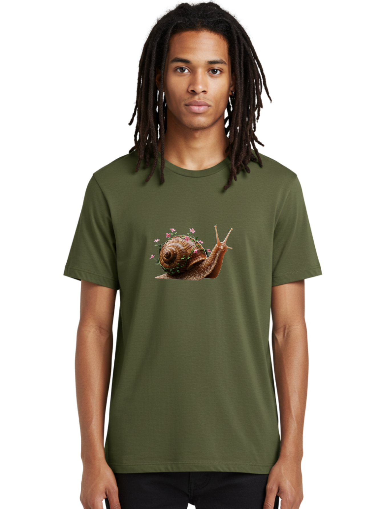 Snail-With-Flowers-5 Men'S Graphic Tee, 100% Cotton, Comfortable Casual Summer Wear, Machine Washable, Vintage Camera, Old Camera, Antique Camera, Black Camera, Classic Photography, Photography Equipment, Nostalgic Device, Film Camera, Bah143
