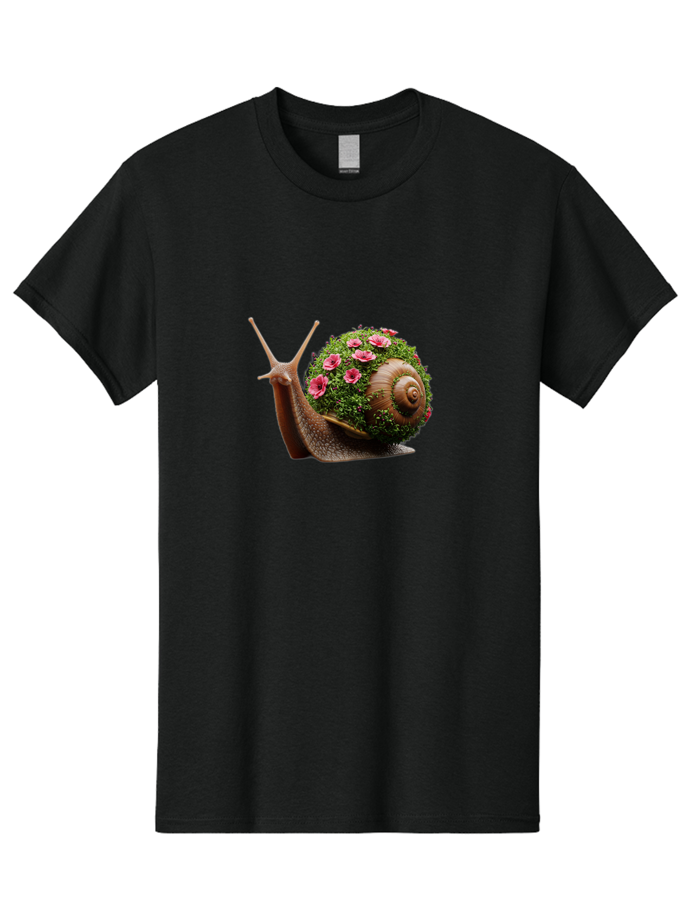 Snail-With-Flowers-6 Men'S Graphic Tee, 100% Cotton, Comfortable Casual Summer Wear, Machine Washable, Vintage Camera, Old Camera, Antique Camera, Black Camera, Classic Photography, Photography Equipment, Nostalgic Device, Film Camera, Bah144