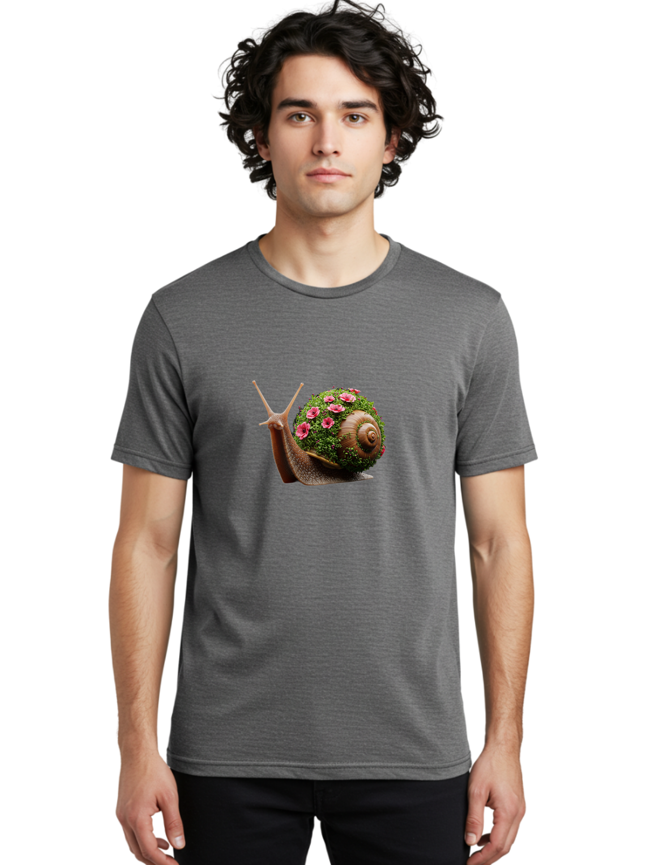 Snail-With-Flowers-6 Men'S Graphic Tee, 100% Cotton, Comfortable Casual Summer Wear, Machine Washable, Vintage Camera, Old Camera, Antique Camera, Black Camera, Classic Photography, Photography Equipment, Nostalgic Device, Film Camera, Bah144
