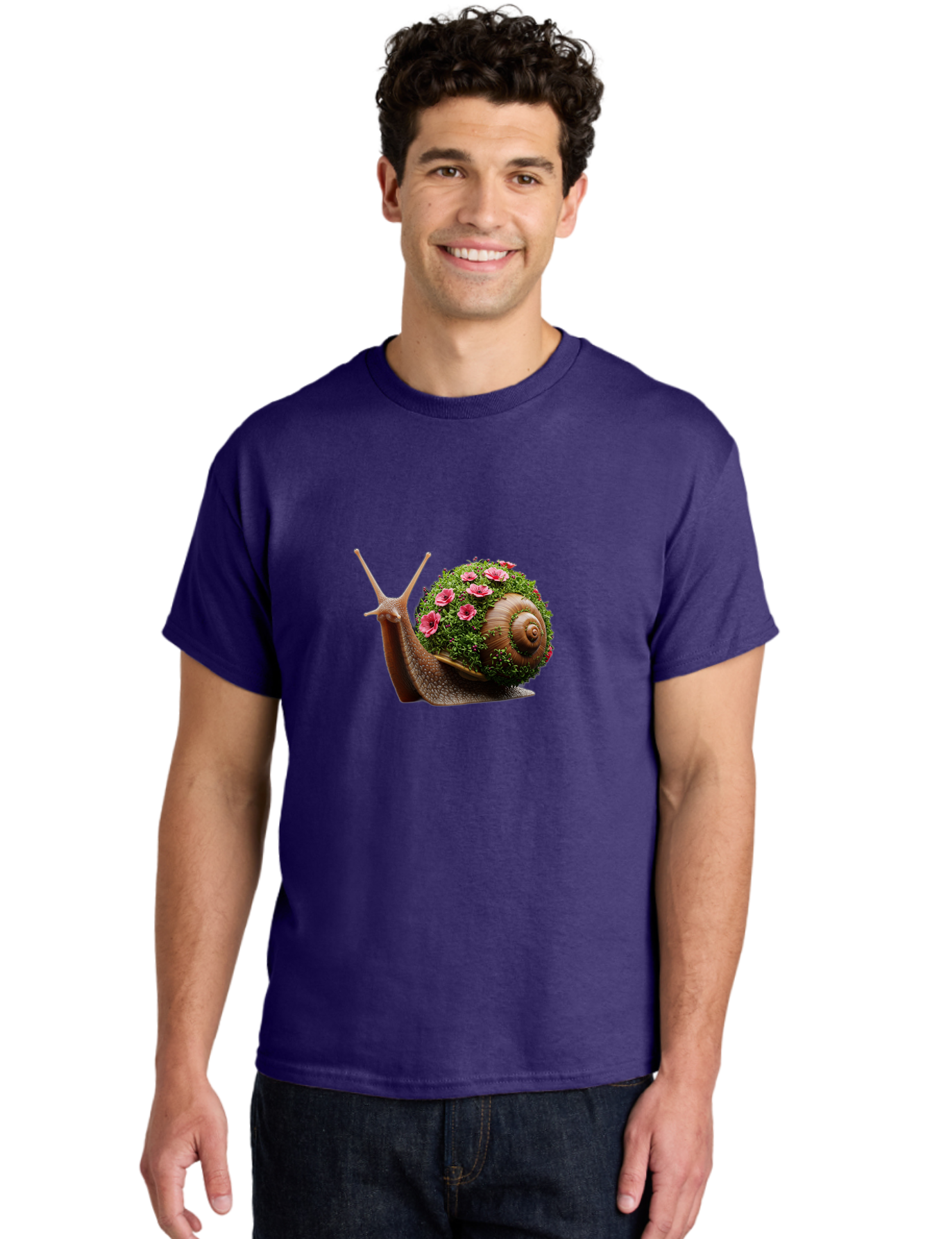 Snail-With-Flowers-6 Men'S Graphic Tee, 100% Cotton, Comfortable Casual Summer Wear, Machine Washable, Vintage Camera, Old Camera, Antique Camera, Black Camera, Classic Photography, Photography Equipment, Nostalgic Device, Film Camera, Bah144