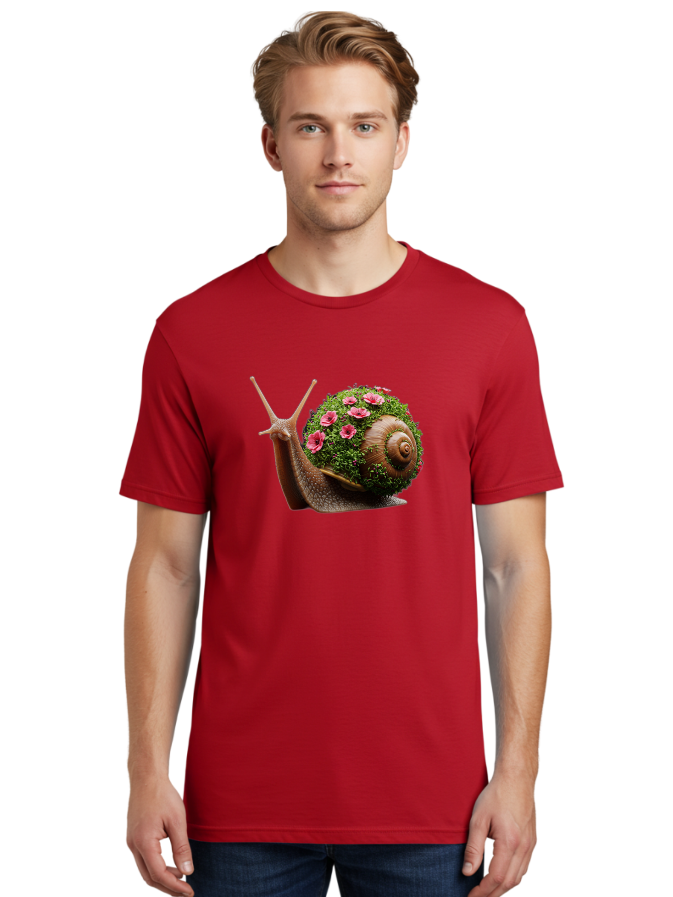 Snail-With-Flowers-6 Men'S Graphic Tee, 100% Cotton, Comfortable Casual Summer Wear, Machine Washable, Vintage Camera, Old Camera, Antique Camera, Black Camera, Classic Photography, Photography Equipment, Nostalgic Device, Film Camera, Bah144