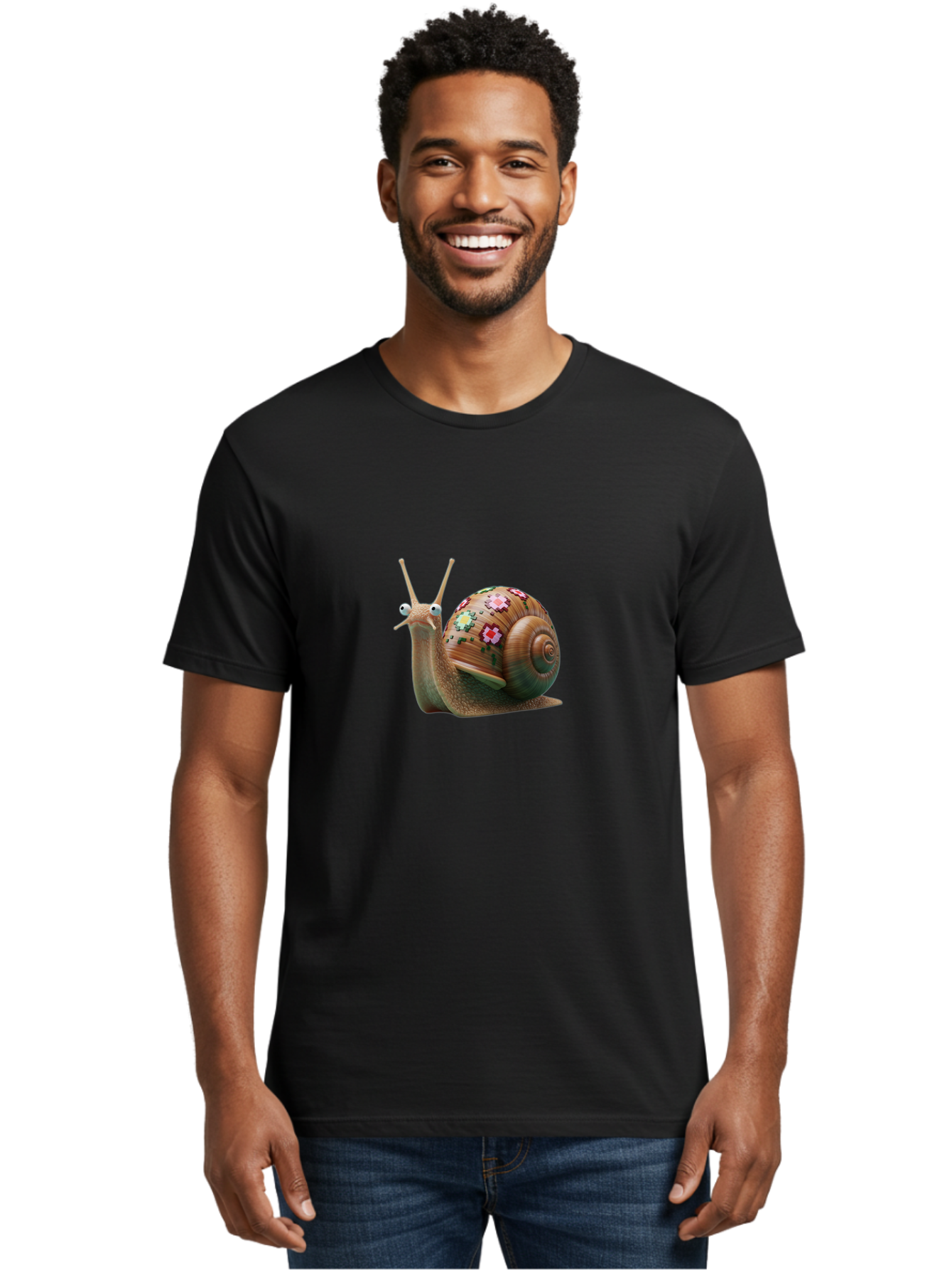 Snail-With-Flowers-7 Men'S Graphic Tee, 100% Cotton, Comfortable Casual Summer Wear, Machine Washable, Vintage Camera, Old Camera, Antique Camera, Black Camera, Classic Photography, Photography Equipment, Nostalgic Device, Film Camera, Bah145