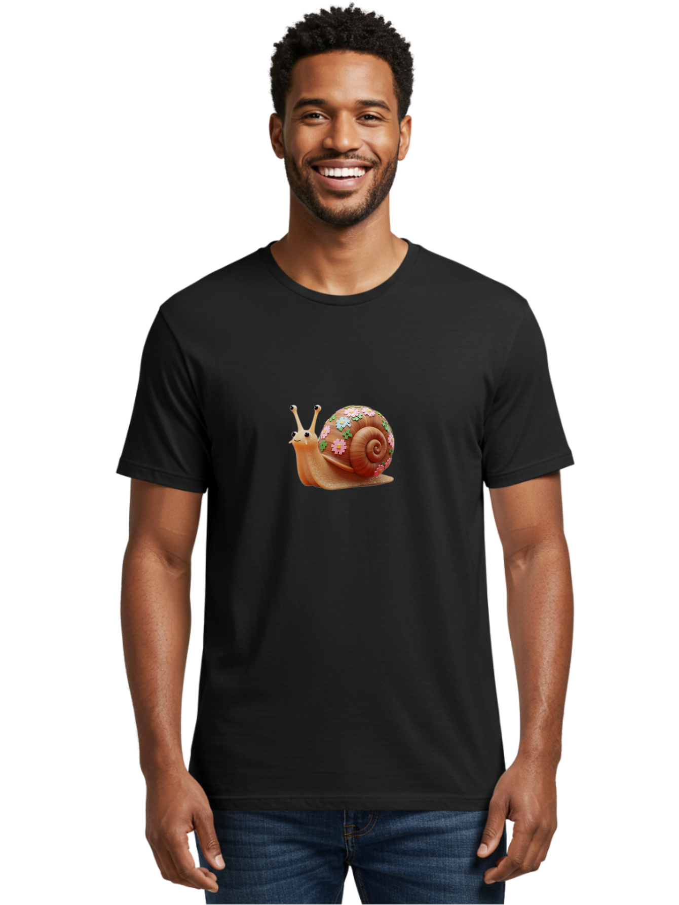Snail-With-Flowers Men'S Graphic Tee, 100% Cotton, Comfortable Casual Summer Wear, Machine Washable, Vintage Camera, Old Camera, Antique Camera, Black Camera, Classic Photography, Photography Equipment, Nostalgic Device, Film Camera, Bah146