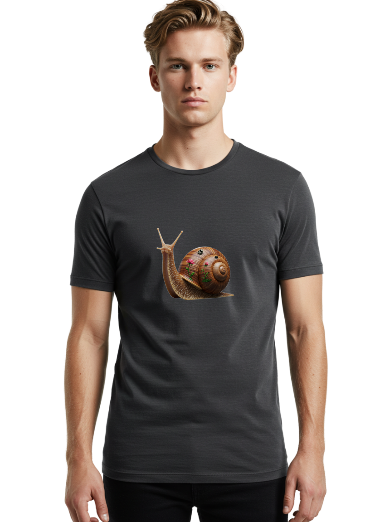Snail-With-Skull-And-Flowers Men'S Graphic Tee, 100% Cotton, Comfortable Casual Summer Wear, Machine Washable, Vintage Camera, Old Camera, Antique Camera, Black Camera, Classic Photography, Photography Equipment, Nostalgic Device, Film Camera, Bah149