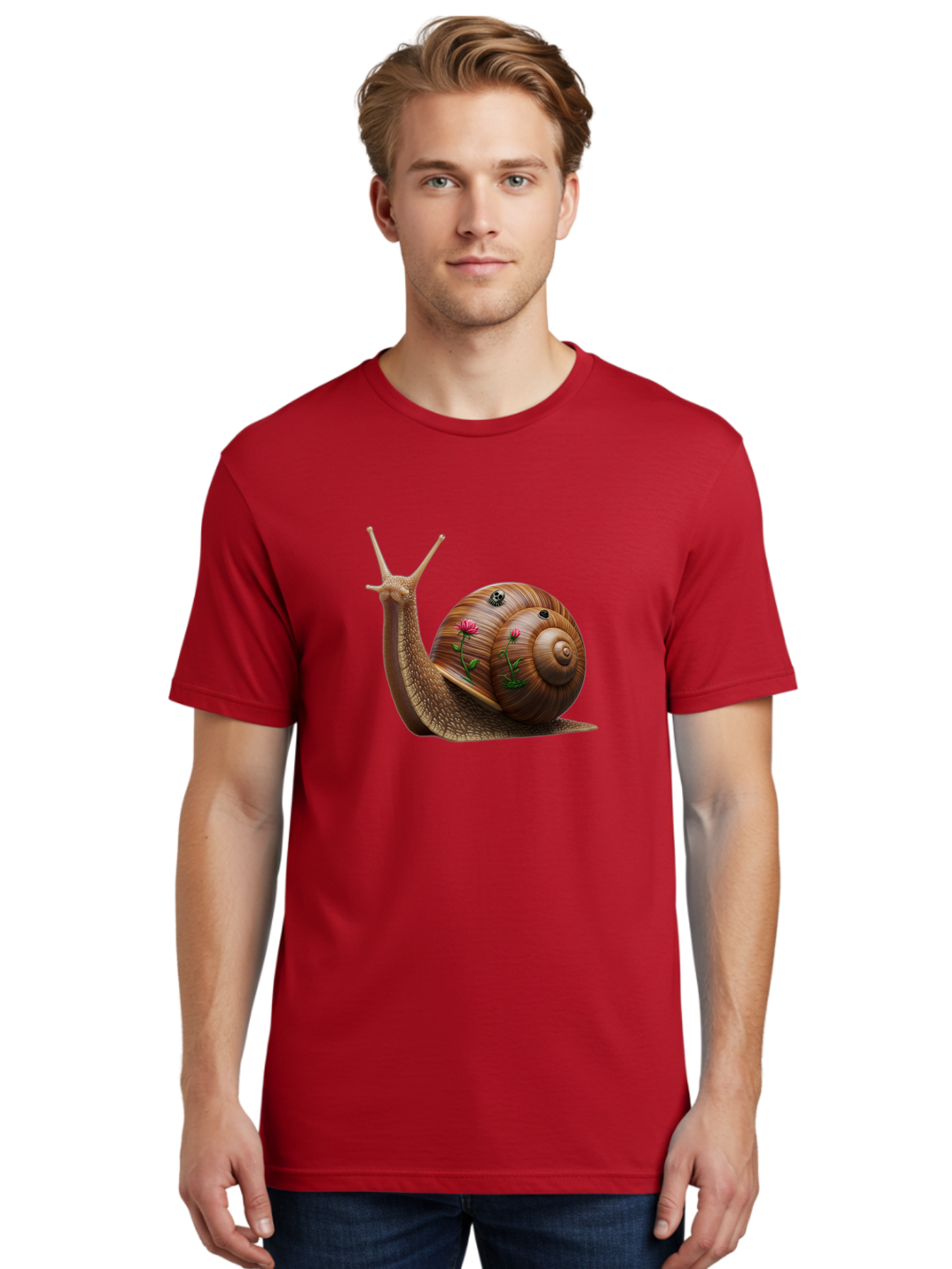 Snail-With-Skull-And-Flowers Men'S Graphic Tee, 100% Cotton, Comfortable Casual Summer Wear, Machine Washable, Vintage Camera, Old Camera, Antique Camera, Black Camera, Classic Photography, Photography Equipment, Nostalgic Device, Film Camera, Bah149