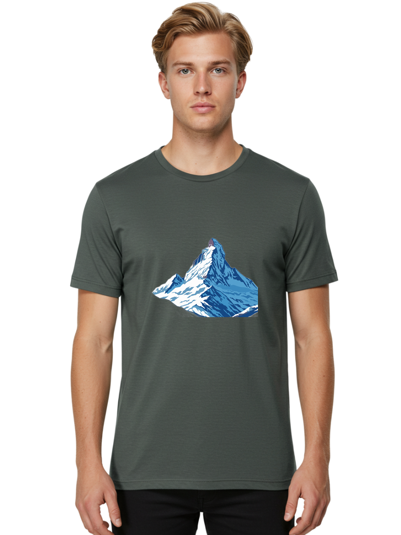 Snowy-Mountain-Peak-1 Men'S Graphic Tee, 100% Cotton, Comfortable Casual Summer Wear, Machine Washable, Vintage Camera, Old Camera, Antique Camera, Black Camera, Classic Photography, Photography Equipment, Nostalgic Device, Film Camera, Bah152