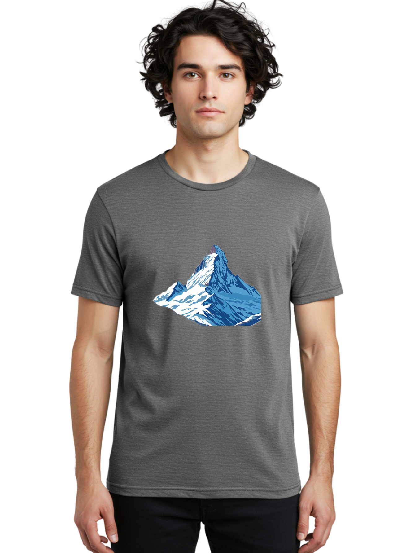 Snowy-Mountain-Peak-1 Men'S Graphic Tee, 100% Cotton, Comfortable Casual Summer Wear, Machine Washable, Vintage Camera, Old Camera, Antique Camera, Black Camera, Classic Photography, Photography Equipment, Nostalgic Device, Film Camera, Bah152