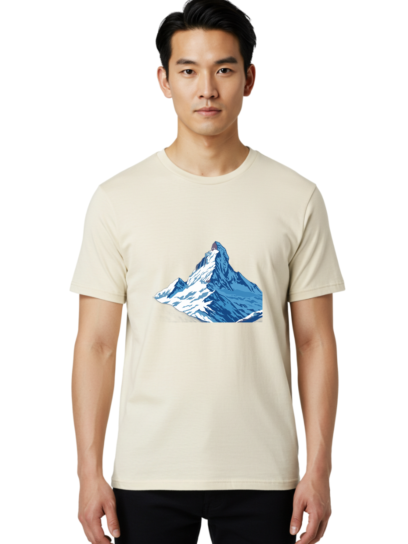 Snowy-Mountain-Peak-1 Men'S Graphic Tee, 100% Cotton, Comfortable Casual Summer Wear, Machine Washable, Vintage Camera, Old Camera, Antique Camera, Black Camera, Classic Photography, Photography Equipment, Nostalgic Device, Film Camera, Bah152