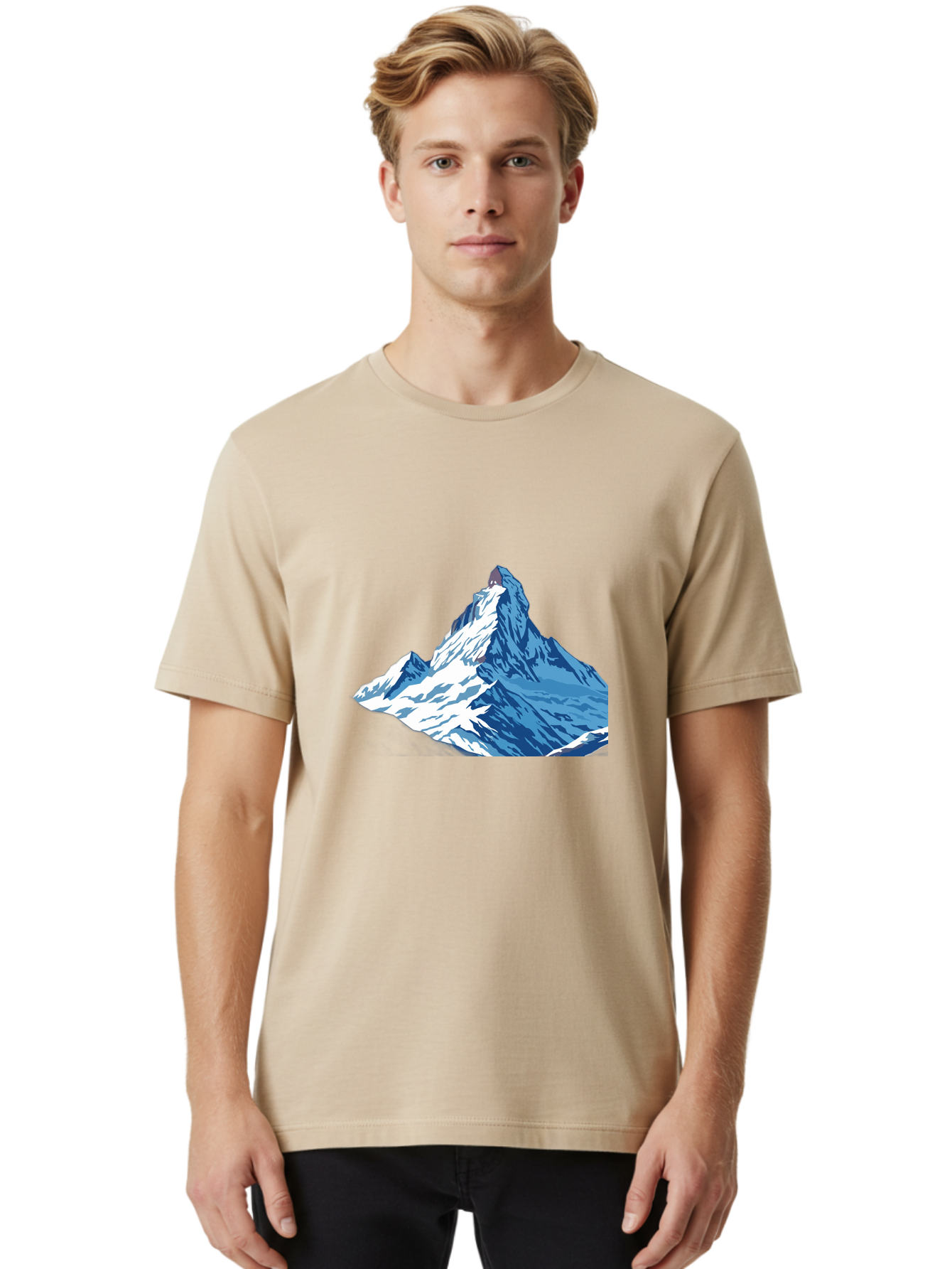 Snowy-Mountain-Peak-1 Men'S Graphic Tee, 100% Cotton, Comfortable Casual Summer Wear, Machine Washable, Vintage Camera, Old Camera, Antique Camera, Black Camera, Classic Photography, Photography Equipment, Nostalgic Device, Film Camera, Bah152
