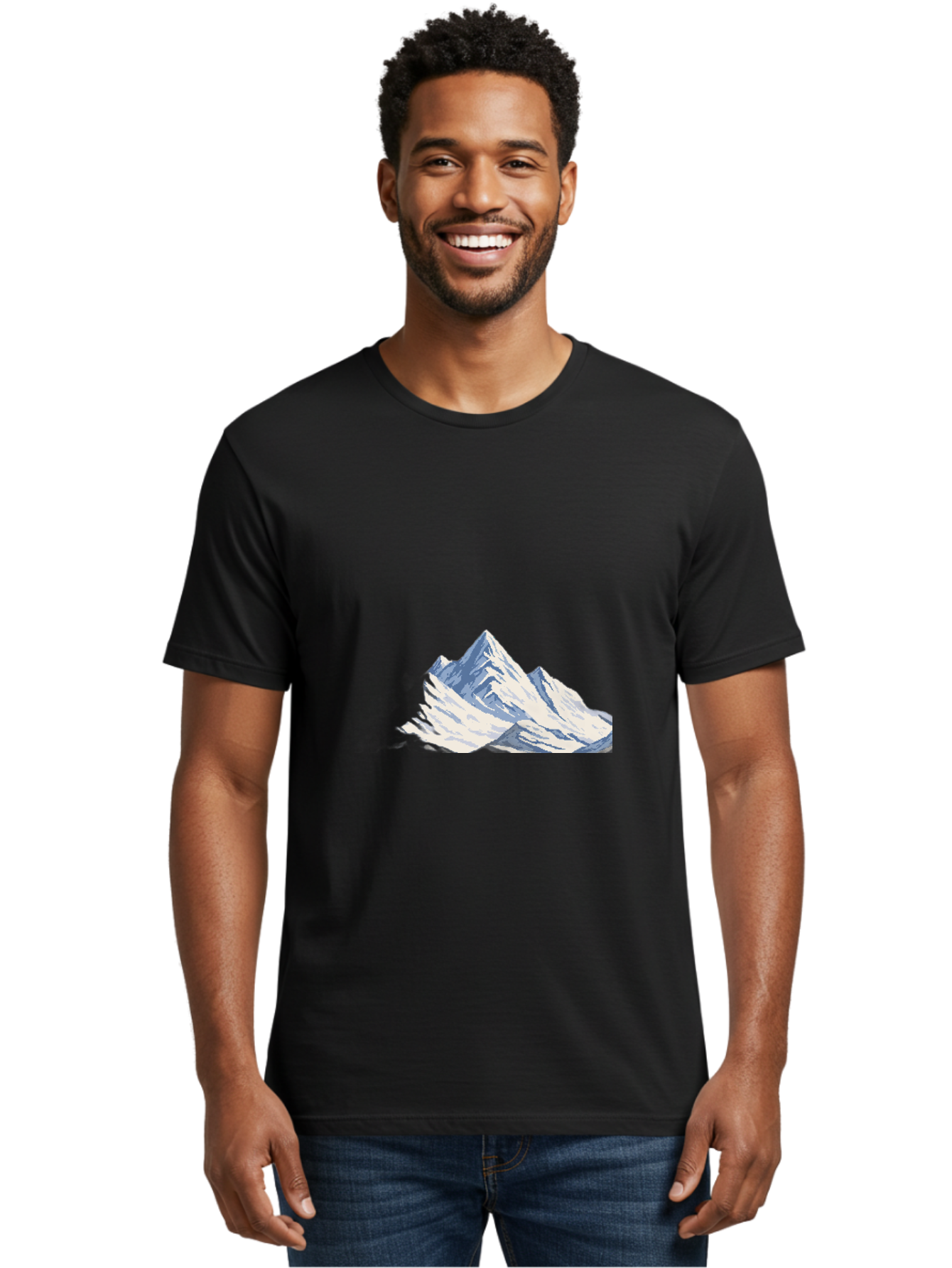 Snowy-Mountain-Peaks-1 Men'S Graphic Tee, 100% Cotton, Comfortable Casual Summer Wear, Machine Washable, Vintage Camera, Old Camera, Antique Camera, Black Camera, Classic Photography, Photography Equipment, Nostalgic Device, Film Camera, Bah154