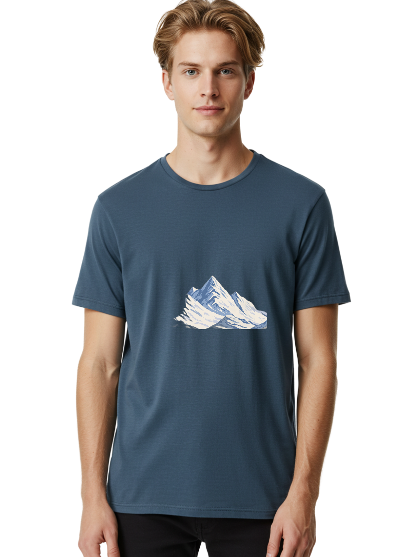Snowy-Mountain-Peaks-1 Men'S Graphic Tee, 100% Cotton, Comfortable Casual Summer Wear, Machine Washable, Vintage Camera, Old Camera, Antique Camera, Black Camera, Classic Photography, Photography Equipment, Nostalgic Device, Film Camera, Bah154