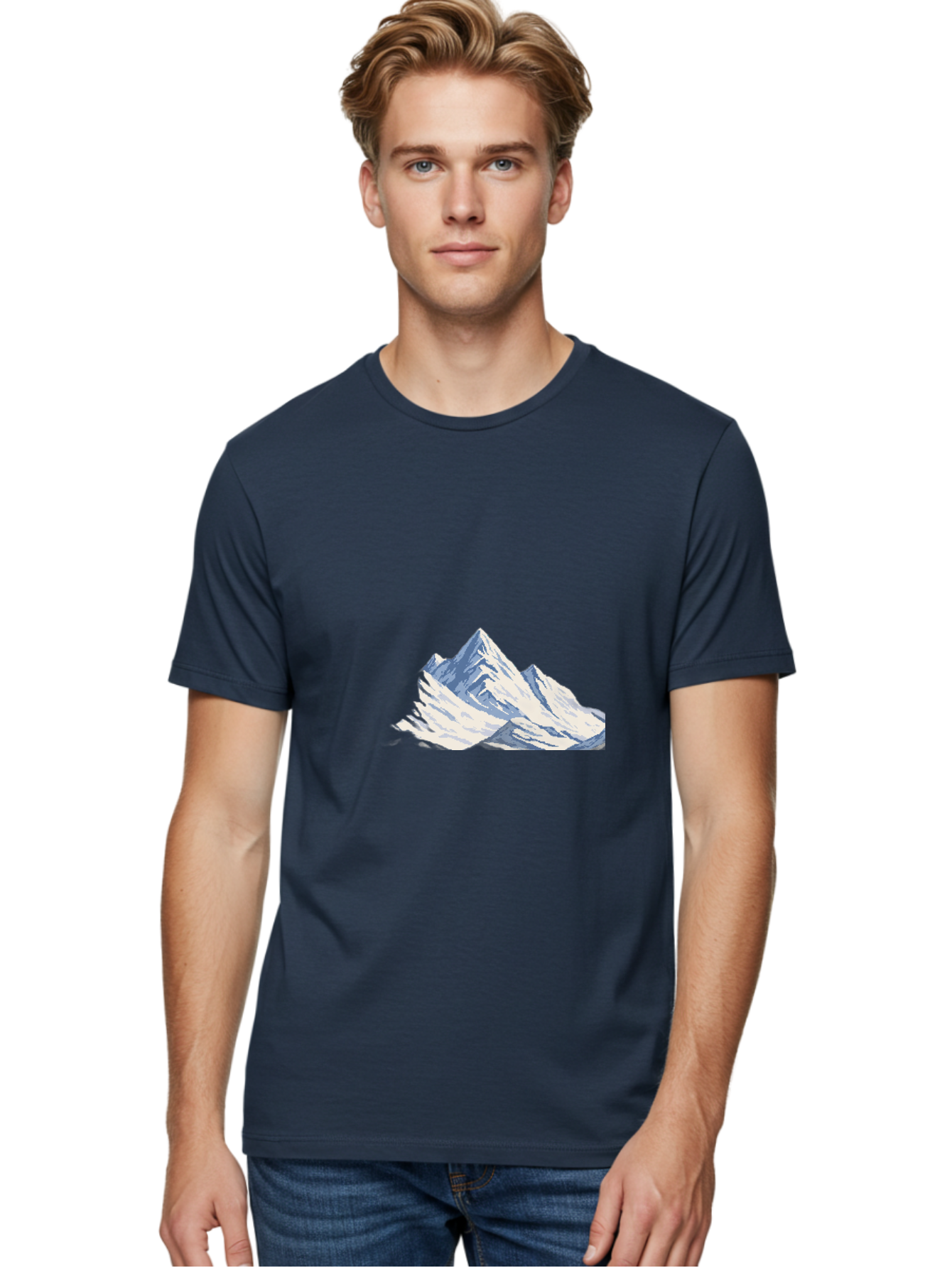 Snowy-Mountain-Peaks-1 Men'S Graphic Tee, 100% Cotton, Comfortable Casual Summer Wear, Machine Washable, Vintage Camera, Old Camera, Antique Camera, Black Camera, Classic Photography, Photography Equipment, Nostalgic Device, Film Camera, Bah154
