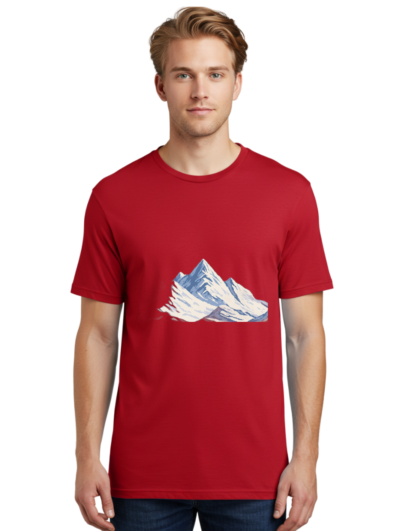 Snowy-Mountain-Peaks-1 Men'S Graphic Tee, 100% Cotton, Comfortable Casual Summer Wear, Machine Washable, Vintage Camera, Old Camera, Antique Camera, Black Camera, Classic Photography, Photography Equipment, Nostalgic Device, Film Camera, Bah154