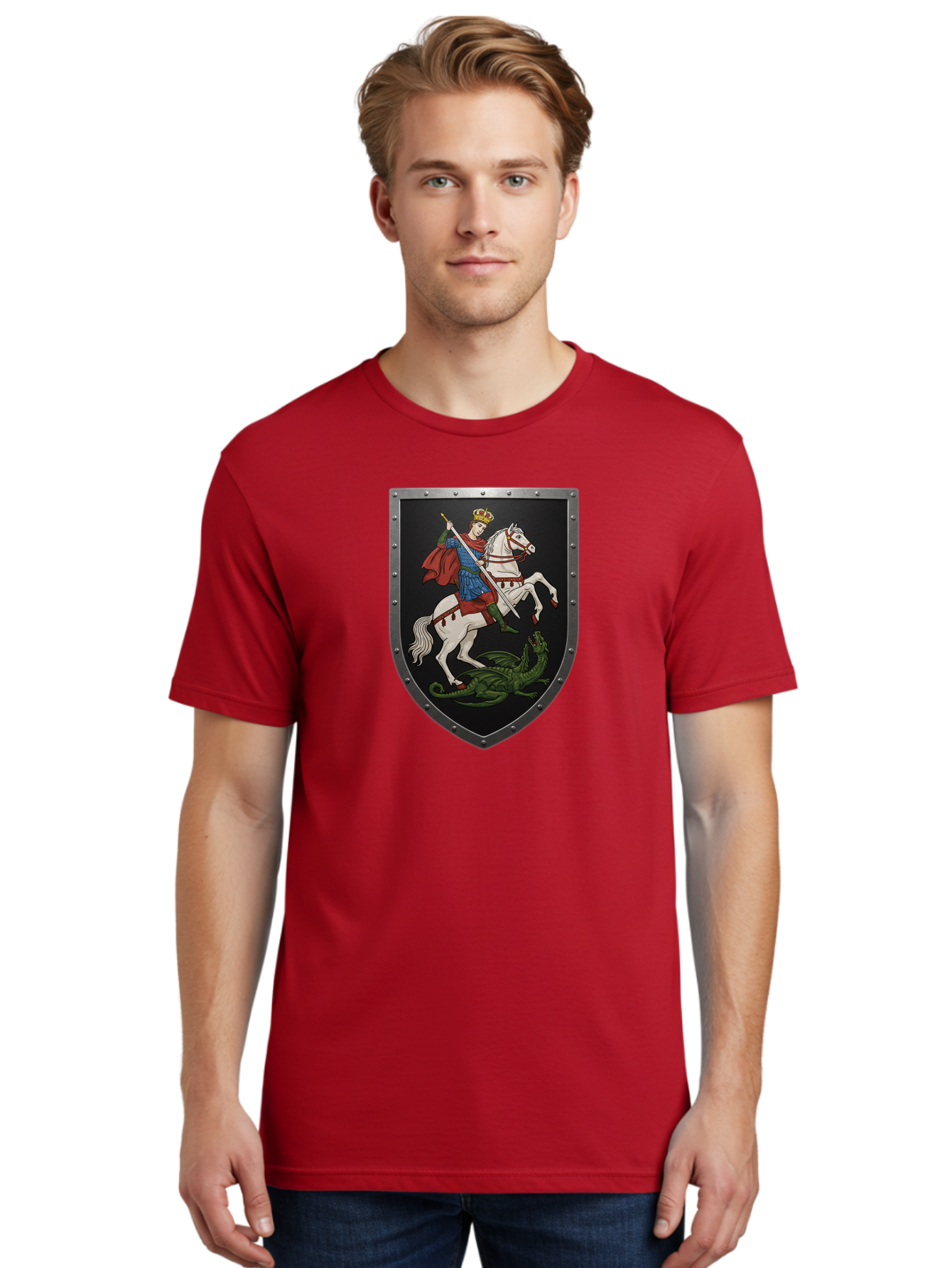 St-George-Slaying-The-Dragon Men'S Graphic Tee, 100% Cotton, Comfortable Casual Summer Wear, Machine Washable, Vintage Camera, Old Camera, Antique Camera, Black Camera, Classic Photography, Photography Equipment, Nostalgic Device, Film Camera, Bah170