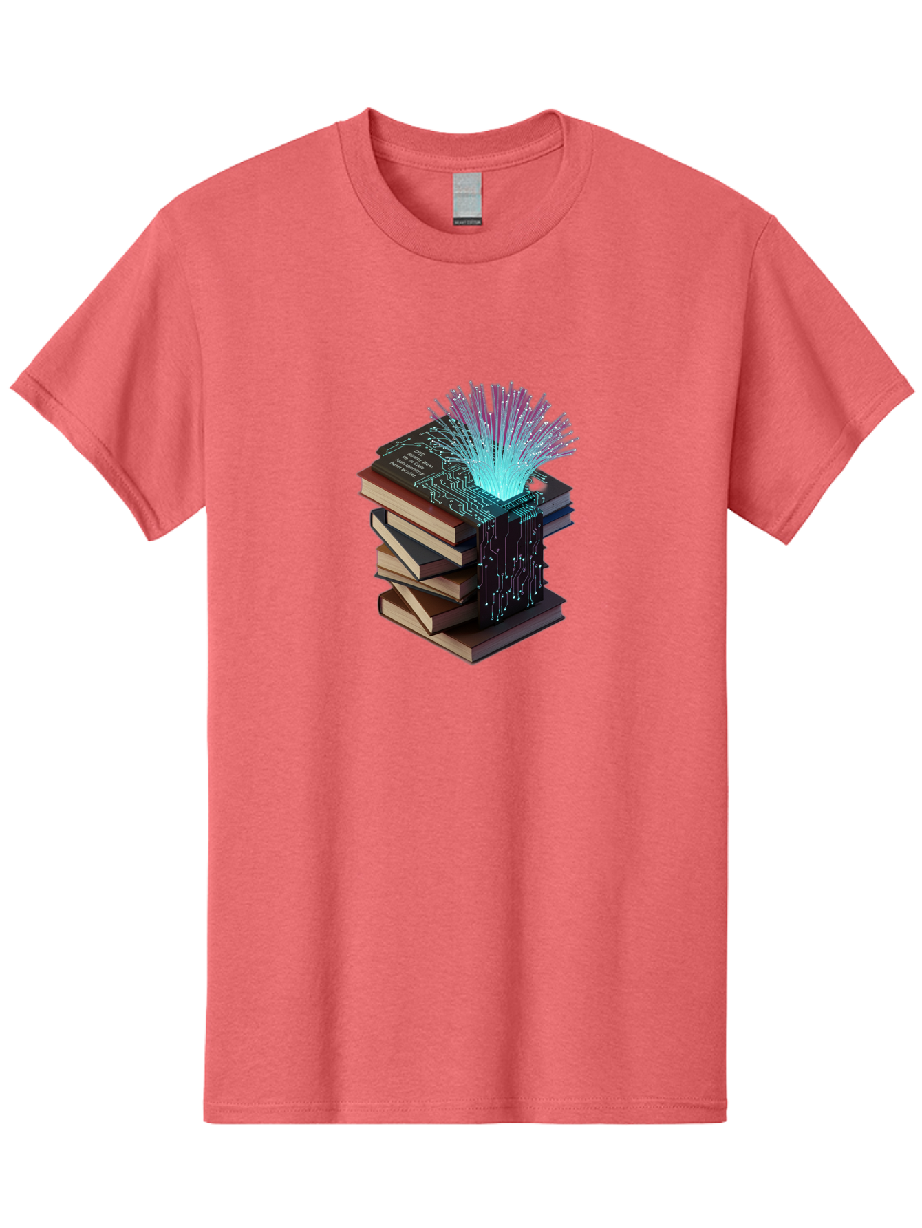 Stacked-Books-With-Circuit-Board-And-Data-Streams Men'S Graphic Tee, 100% Cotton, Comfortable Casual Summer Wear, Machine Washable, Vintage Camera, Old Camera, Antique Camera, Black Camera, Classic Photography, Photography Equipment, Bah172