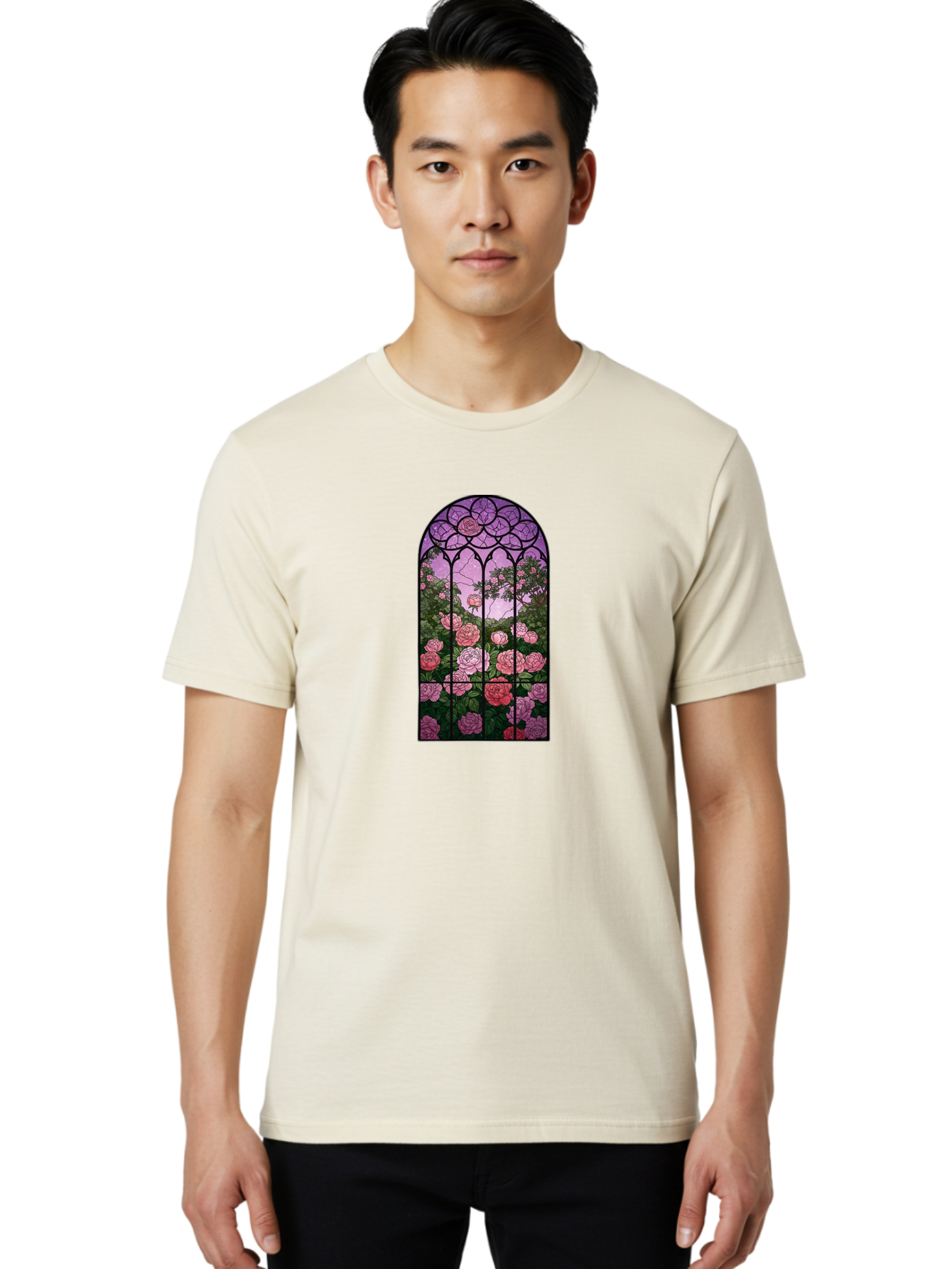 Stained-Glass-Window Men'S Graphic Tee, 100% Cotton, Comfortable Casual Summer Wear, Machine Washable, Vintage Camera, Old Camera, Antique Camera, Black Camera, Classic Photography, Photography Equipment, Nostalgic Device, Film Camera, Bah175
